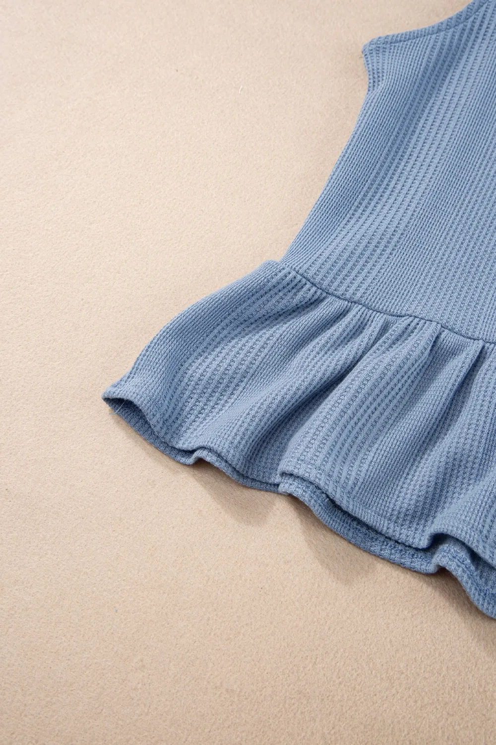Color Ribbed Ruffle Tank Top and Pants Set - Image 9