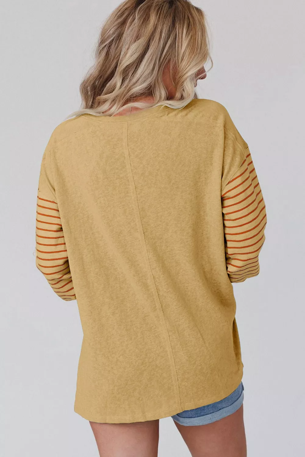 Colorblock Striped Bishop Sleeve Top - Image 2