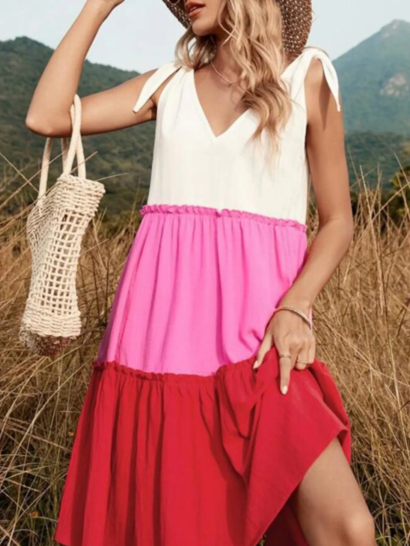 Colorblock Tiered Midi Tank Dress - Image 2