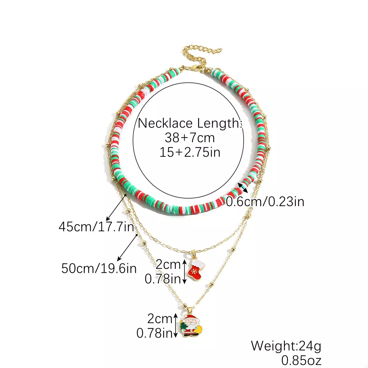 Colorful Christmas Charm Layered Necklace - Image 5