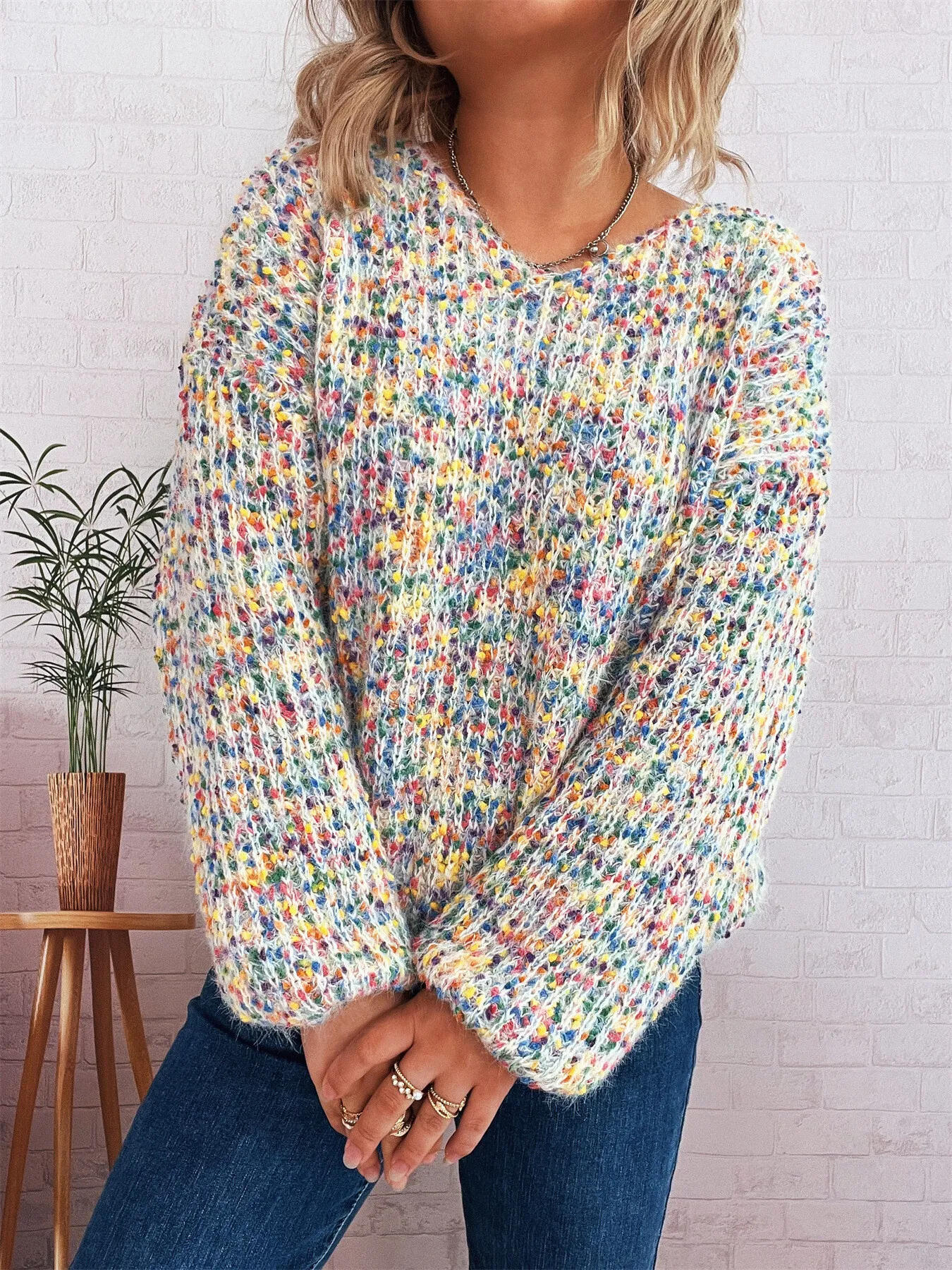 Colorful Long Sleeve Sweater - Image 25