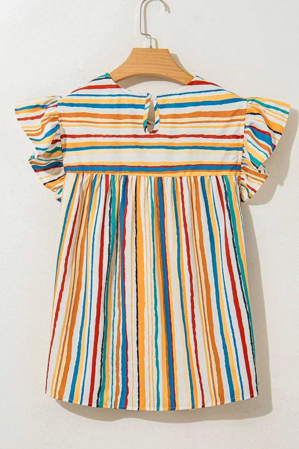 Colorful Striped Cap Sleeve Blouse - Image 5
