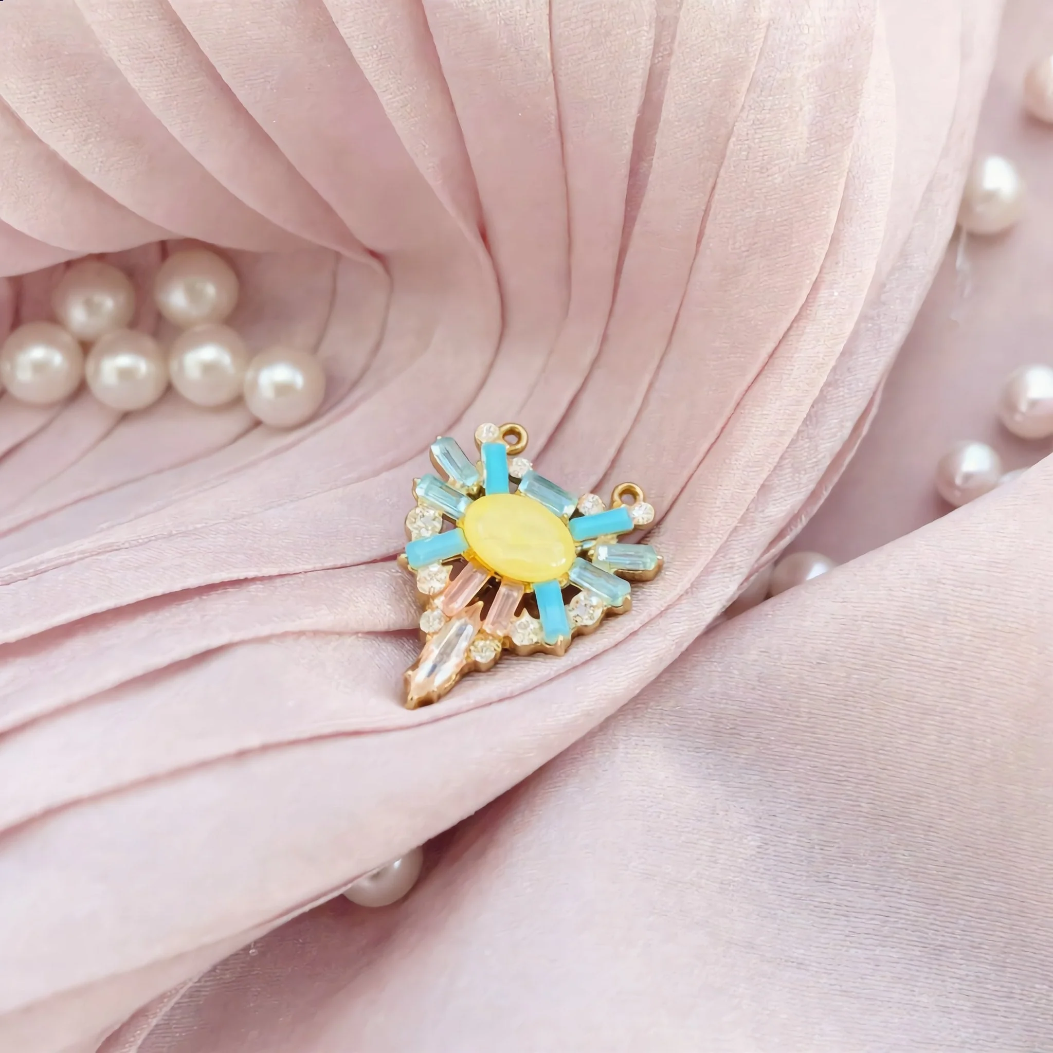 Colorful Sunburst Rhinestone Pendant Charm