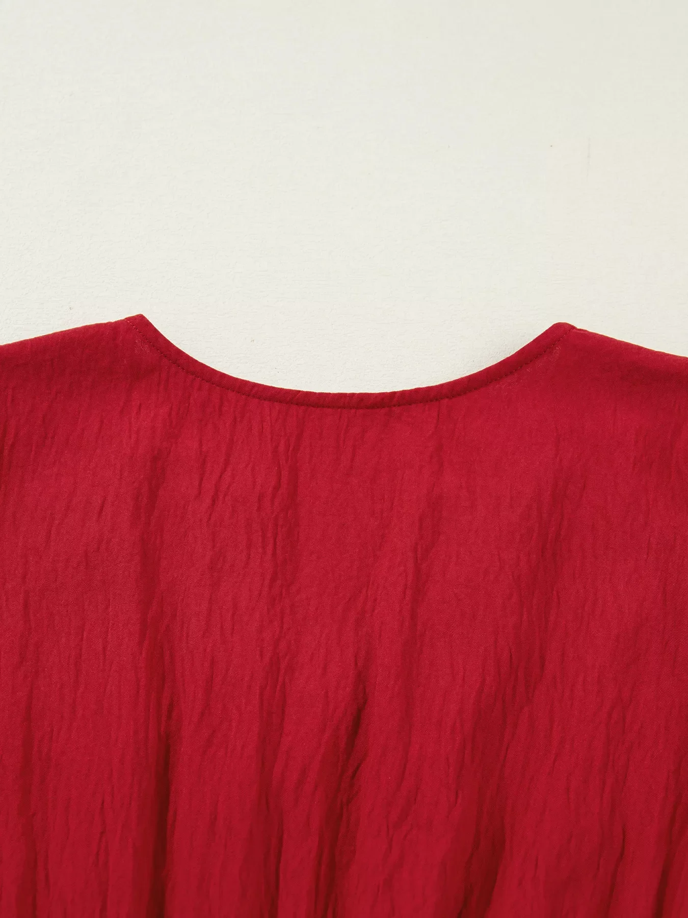 Contrast Embroidered Detail Cinched Waist Tiered Long Sleeve Maxi Dress - Image 6