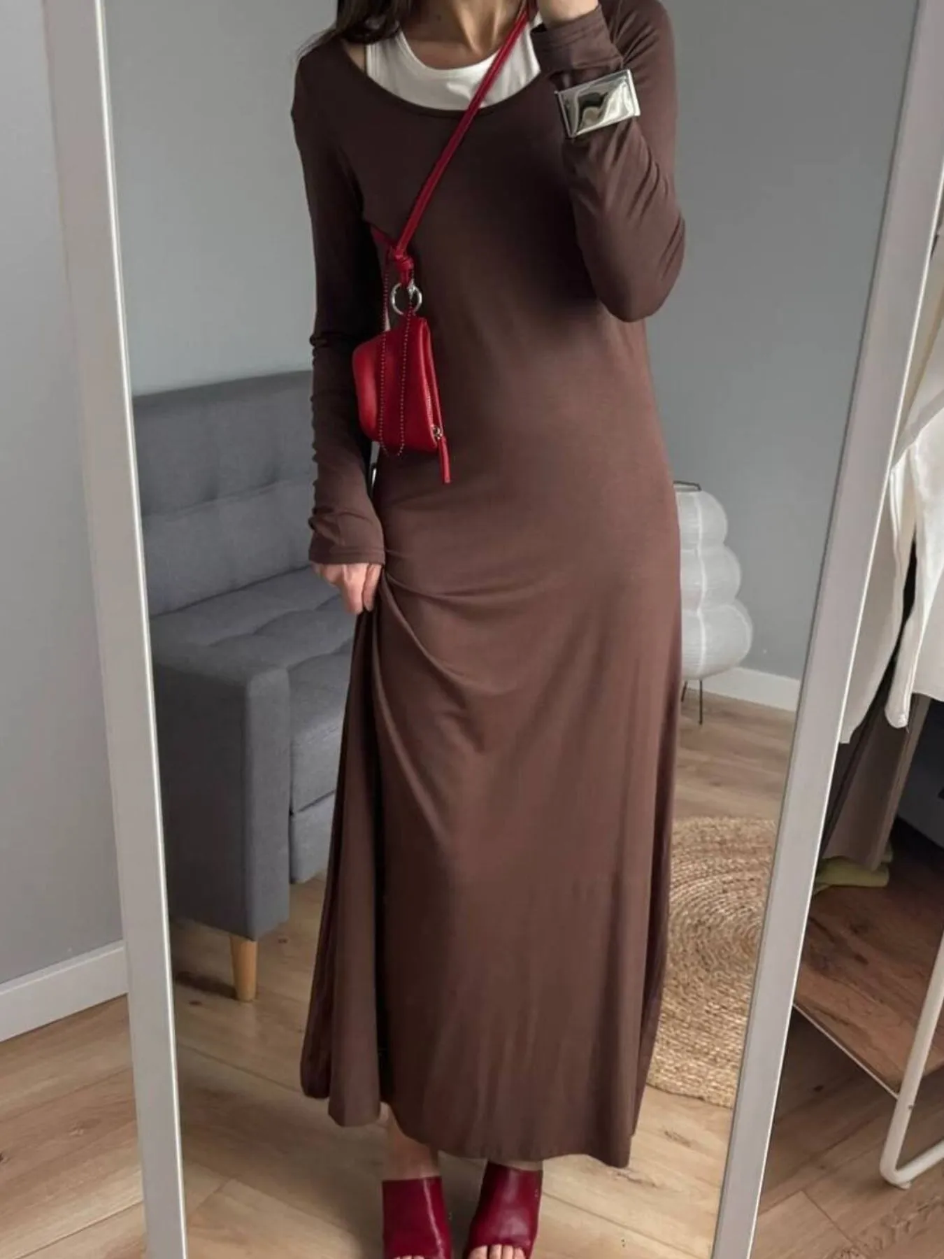 Contrast Long Sleeve Maxi Dress - Image 10