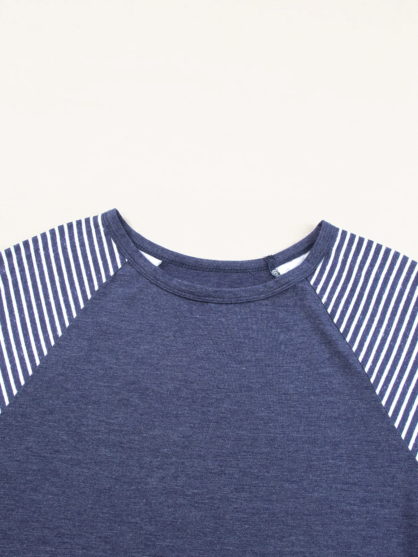 Contrast Print Striped Raglan Long Sleeve Loose Top - Image 14