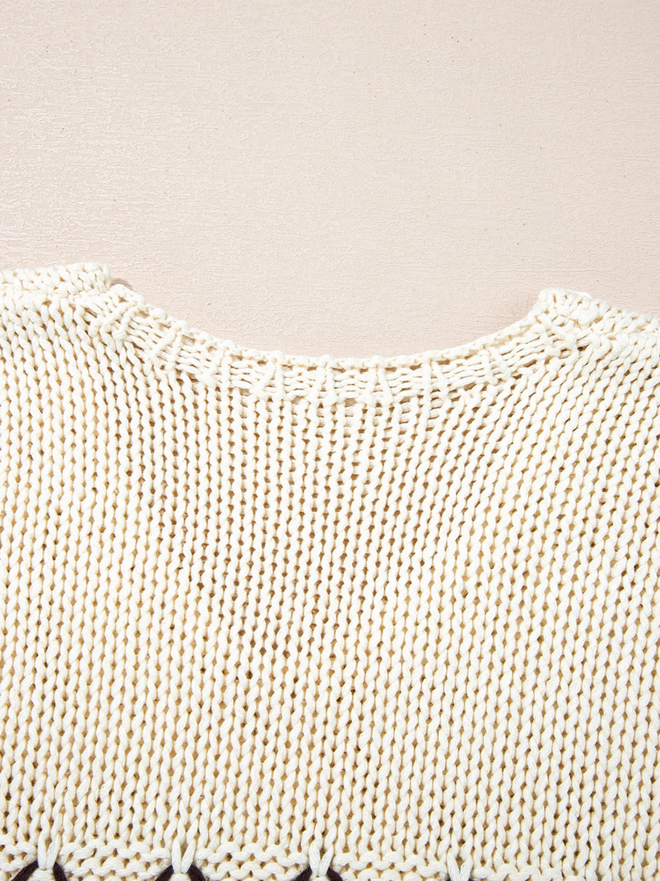 Contrast Stitch Detail V Neck Drop Shoulder Sweater - Image 4