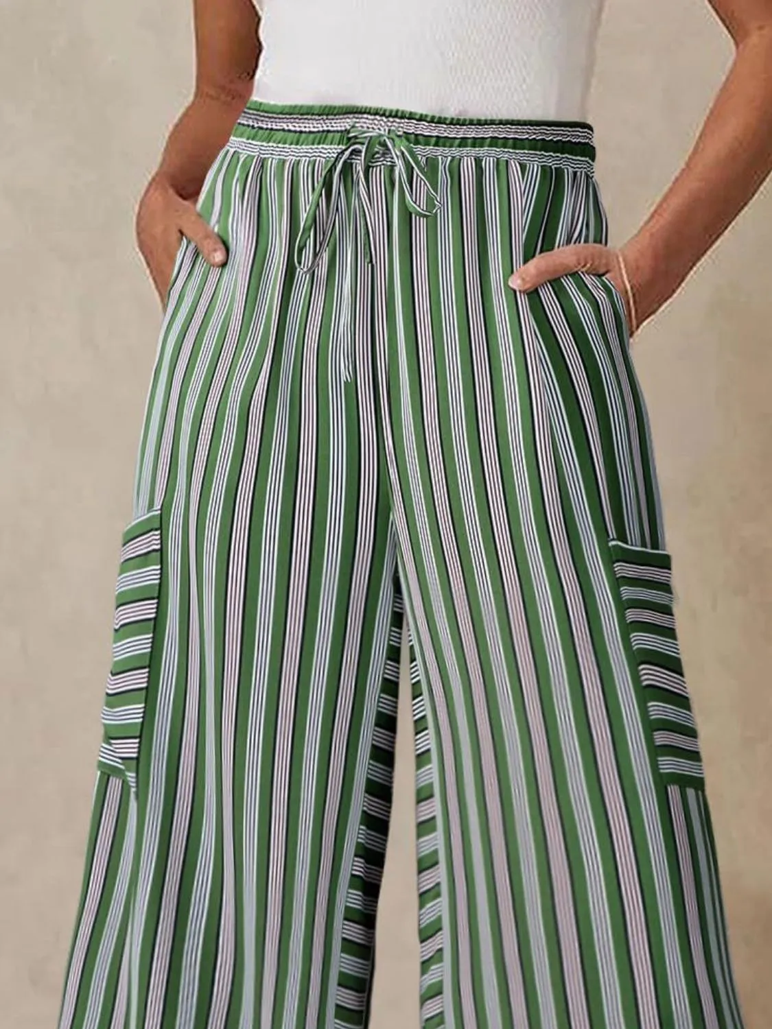 Contrast Striped Wide leg Pants - Image 19