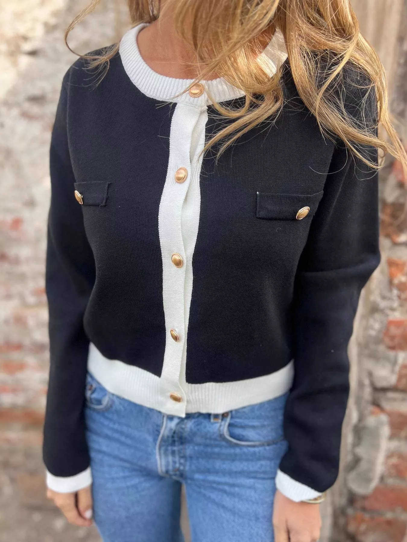 Contrast Trim Button Up Cardigan - Image 2