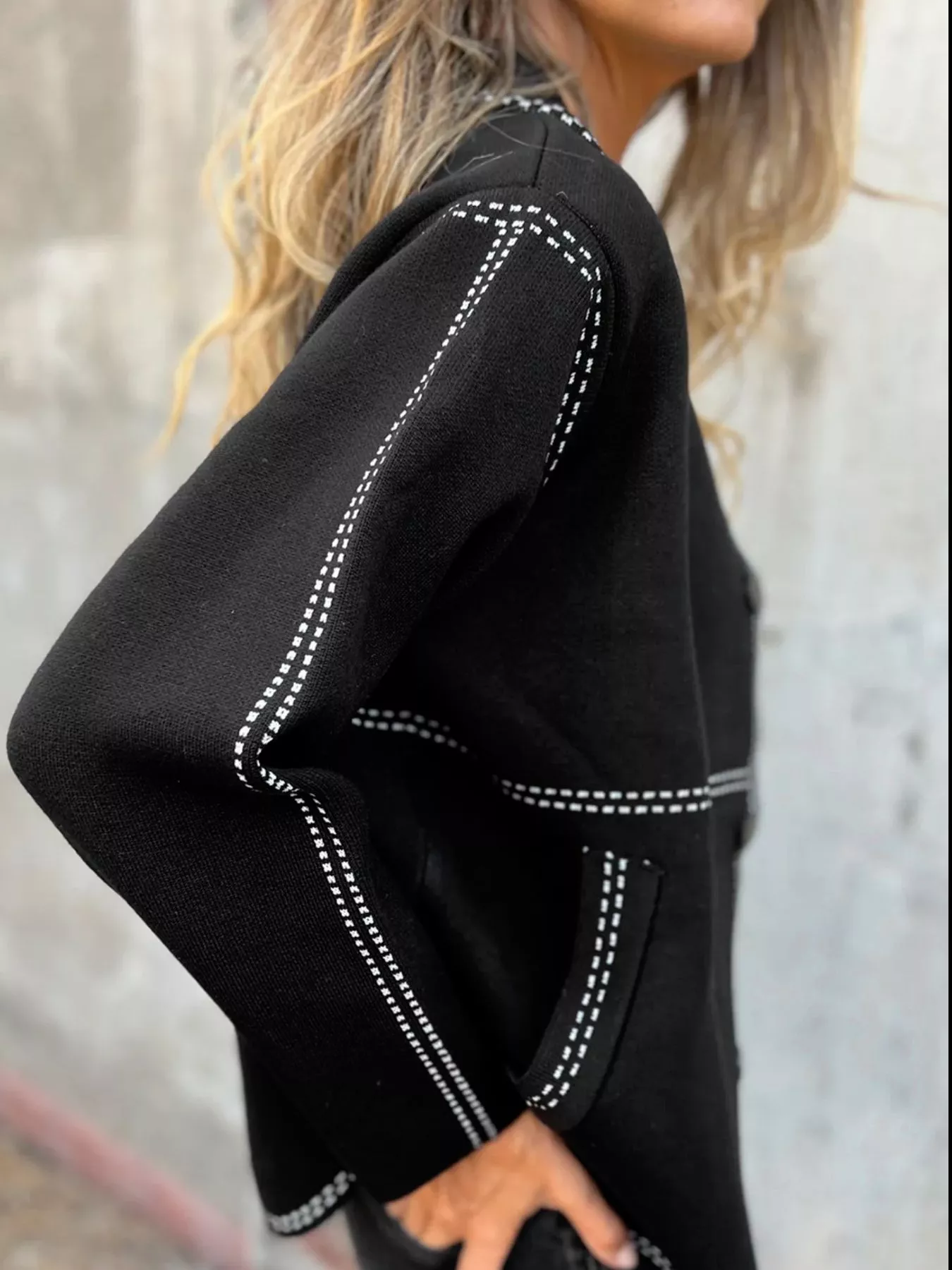 Contrast Trim Button up Sweater Cardigan - Image 3