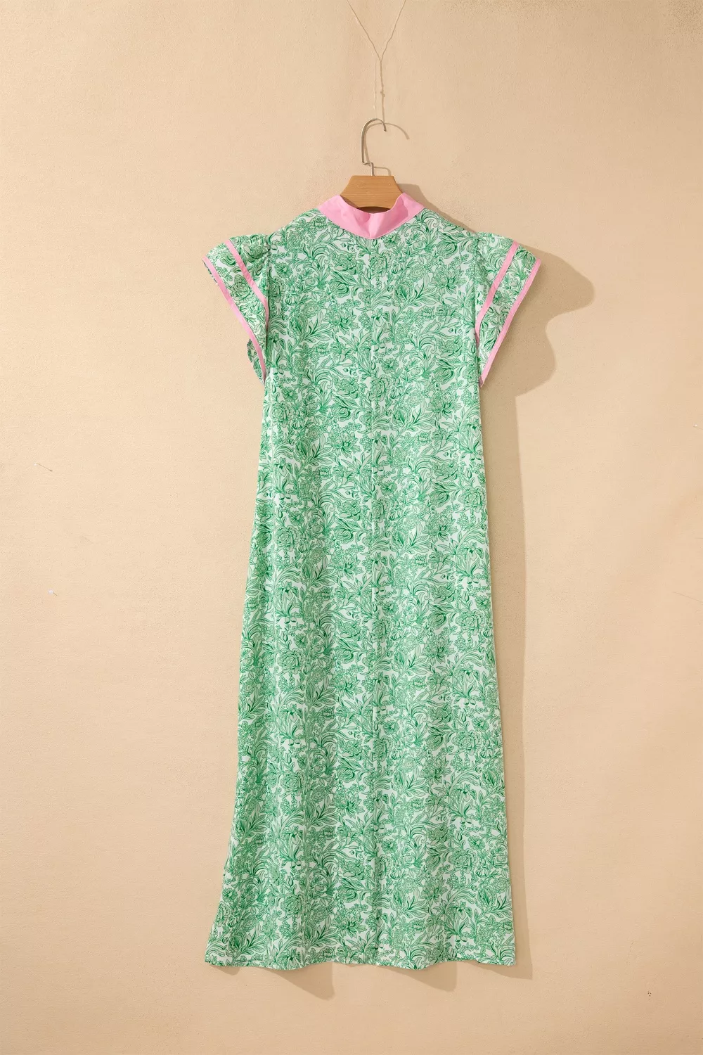 Contrast Trim Flutter Sleeve Floral Midi Dress - Image 6