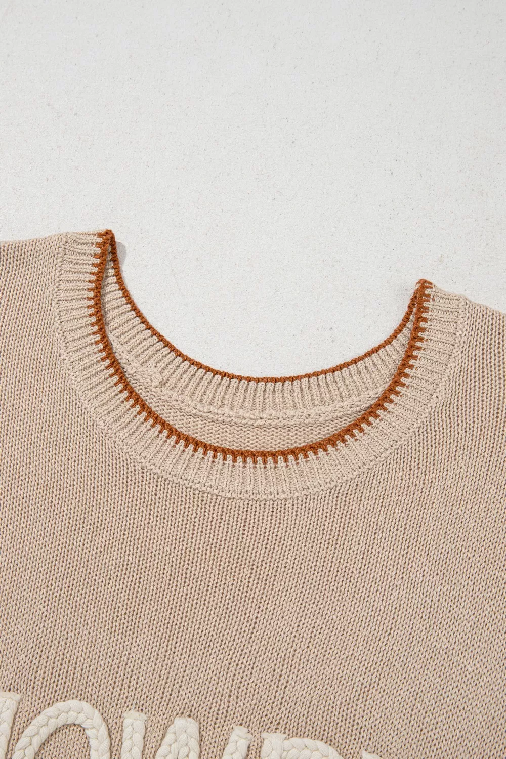 Contrast Trim Knit HOWDY Western Sweater Vest - Image 6
