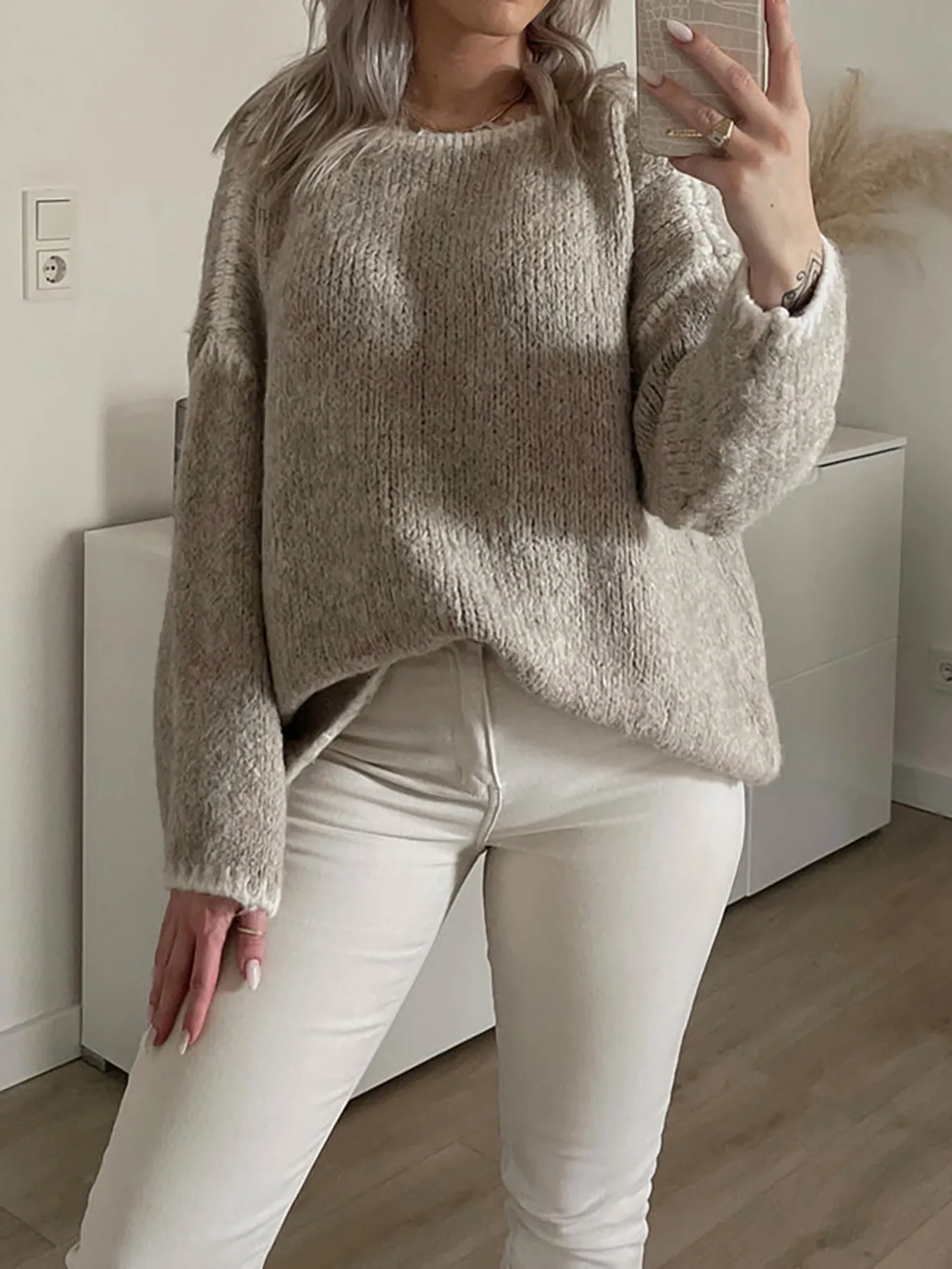 Contrast Trim Oversized Sweater - Image 14