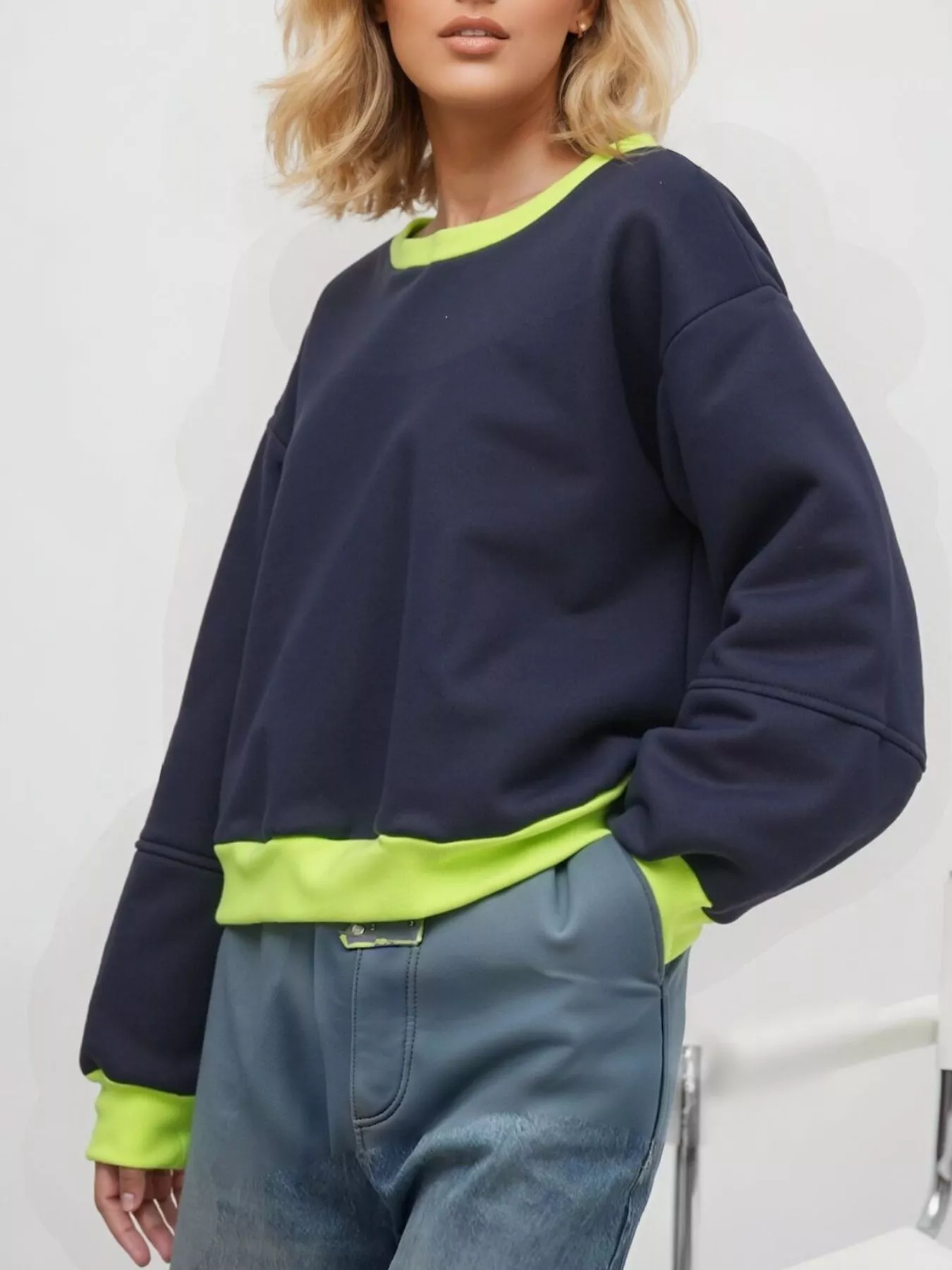 Contrast Trim Oversized Sweatshirt