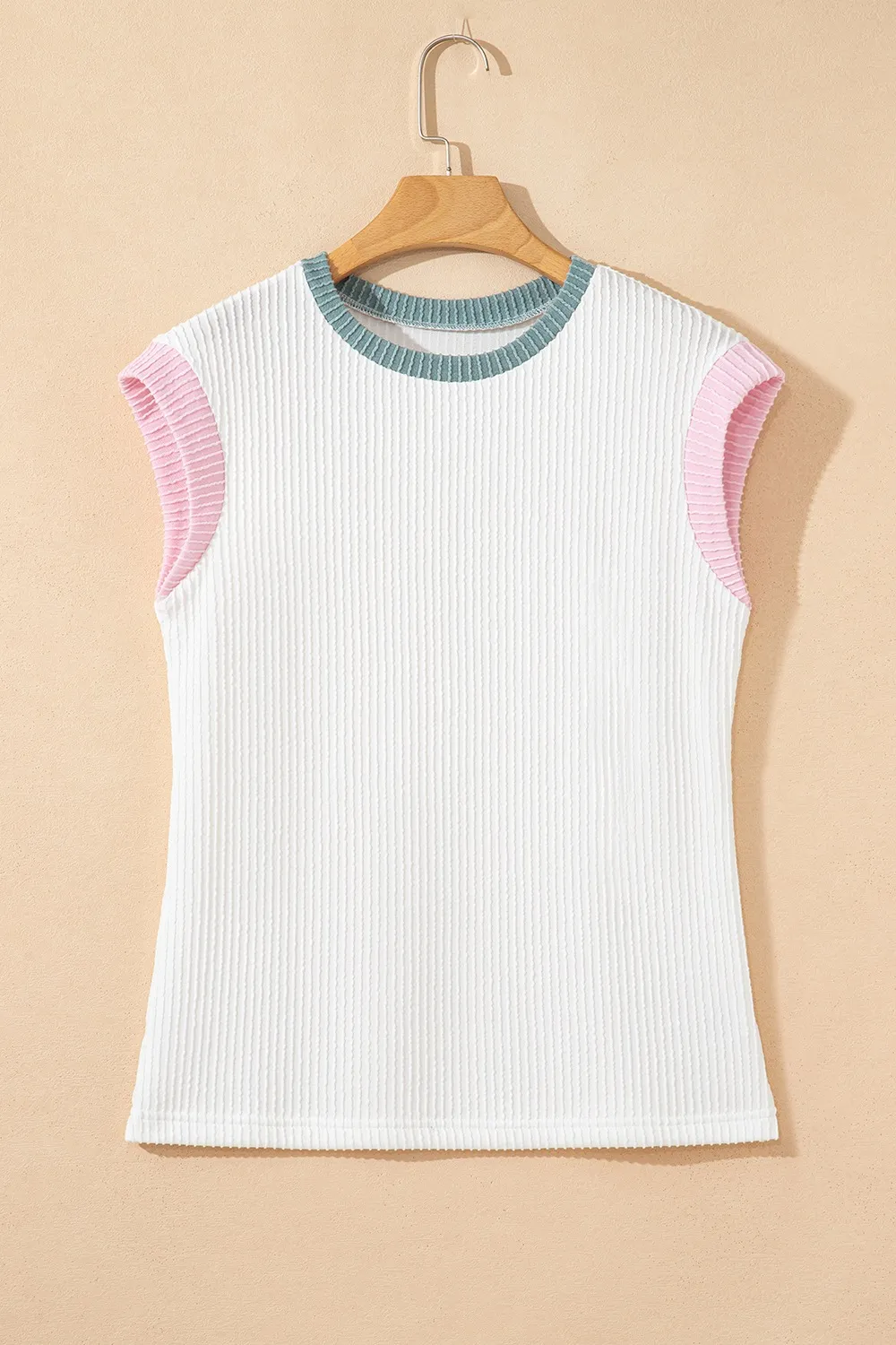 Contrast Trim Ribbed Knit Sleeveless Top - Image 7