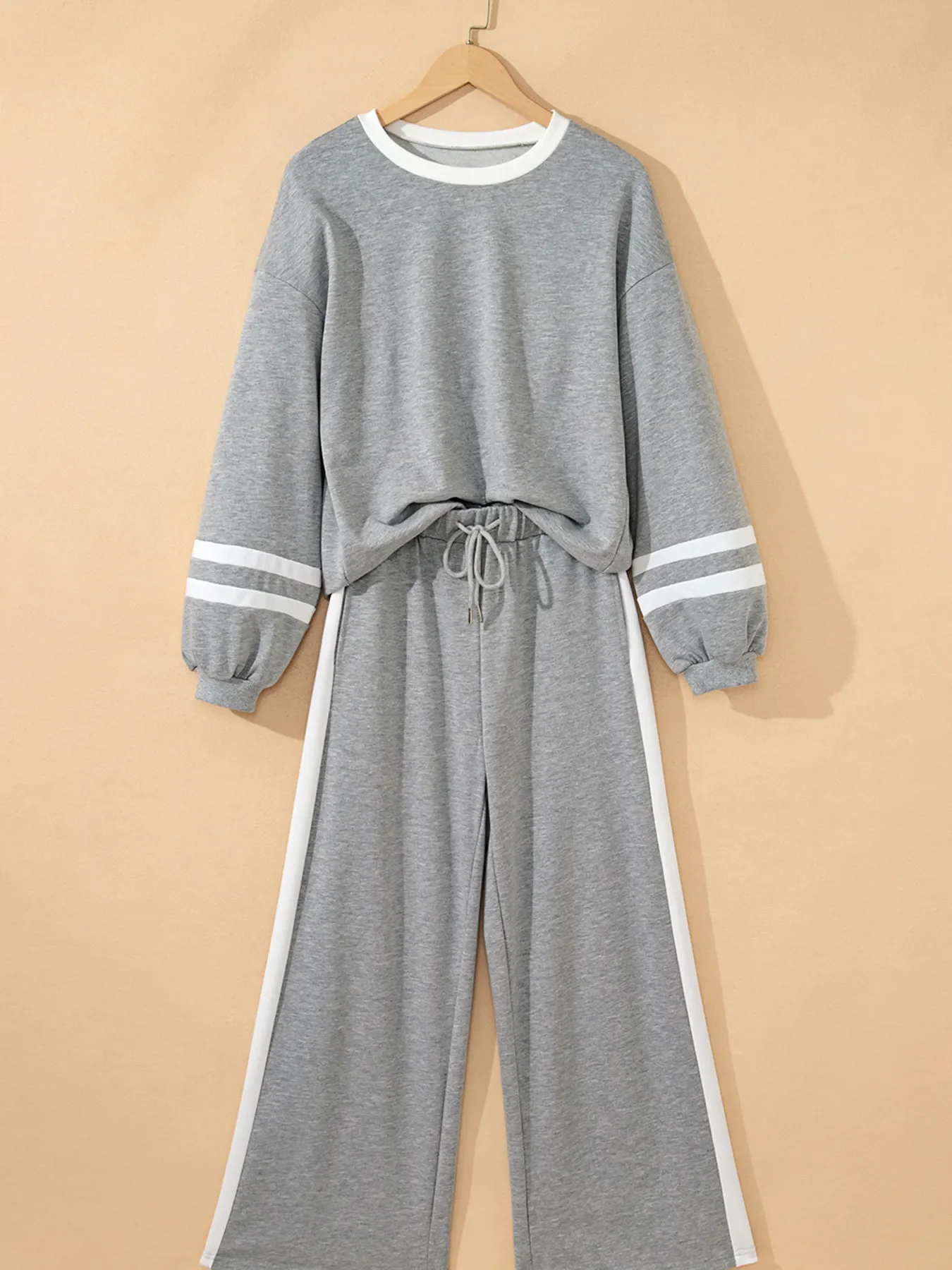 Contrast Trim Round Neck Top and Pants Set - Image 15
