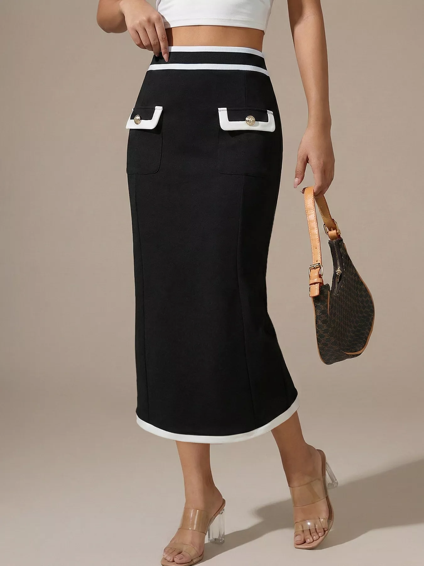 Contrast Trim Skirt - Image 2