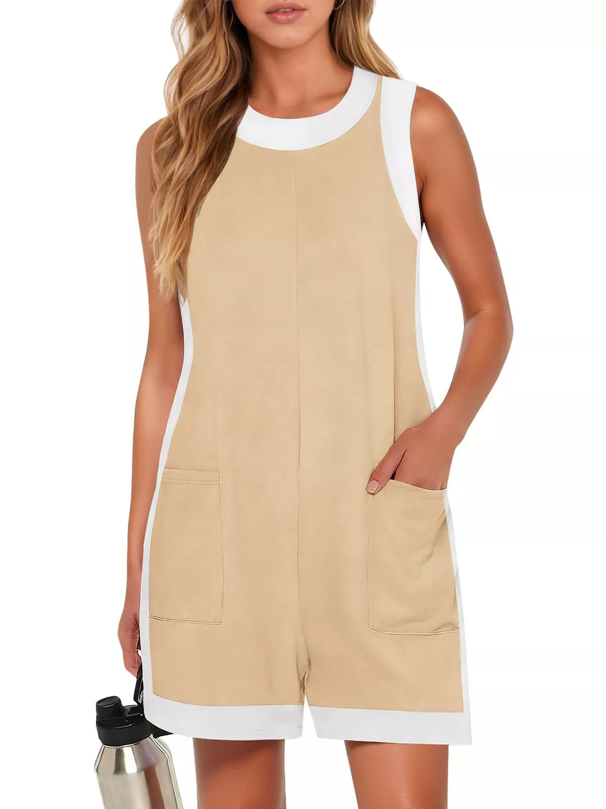 Contrast Trim Sleeveless Romper - Image 24
