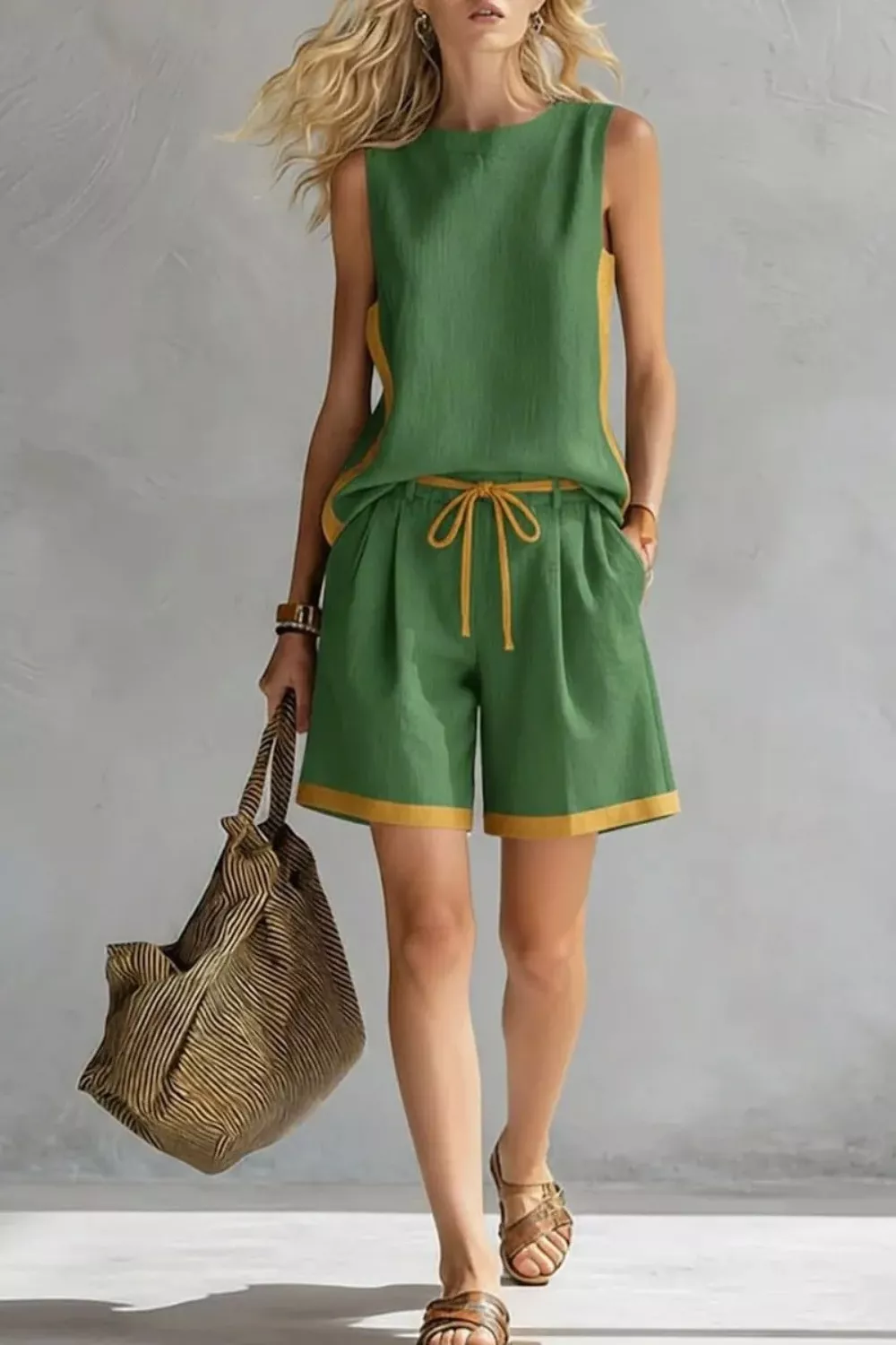Contrast Trim Tank and Shorts Set - Image 7