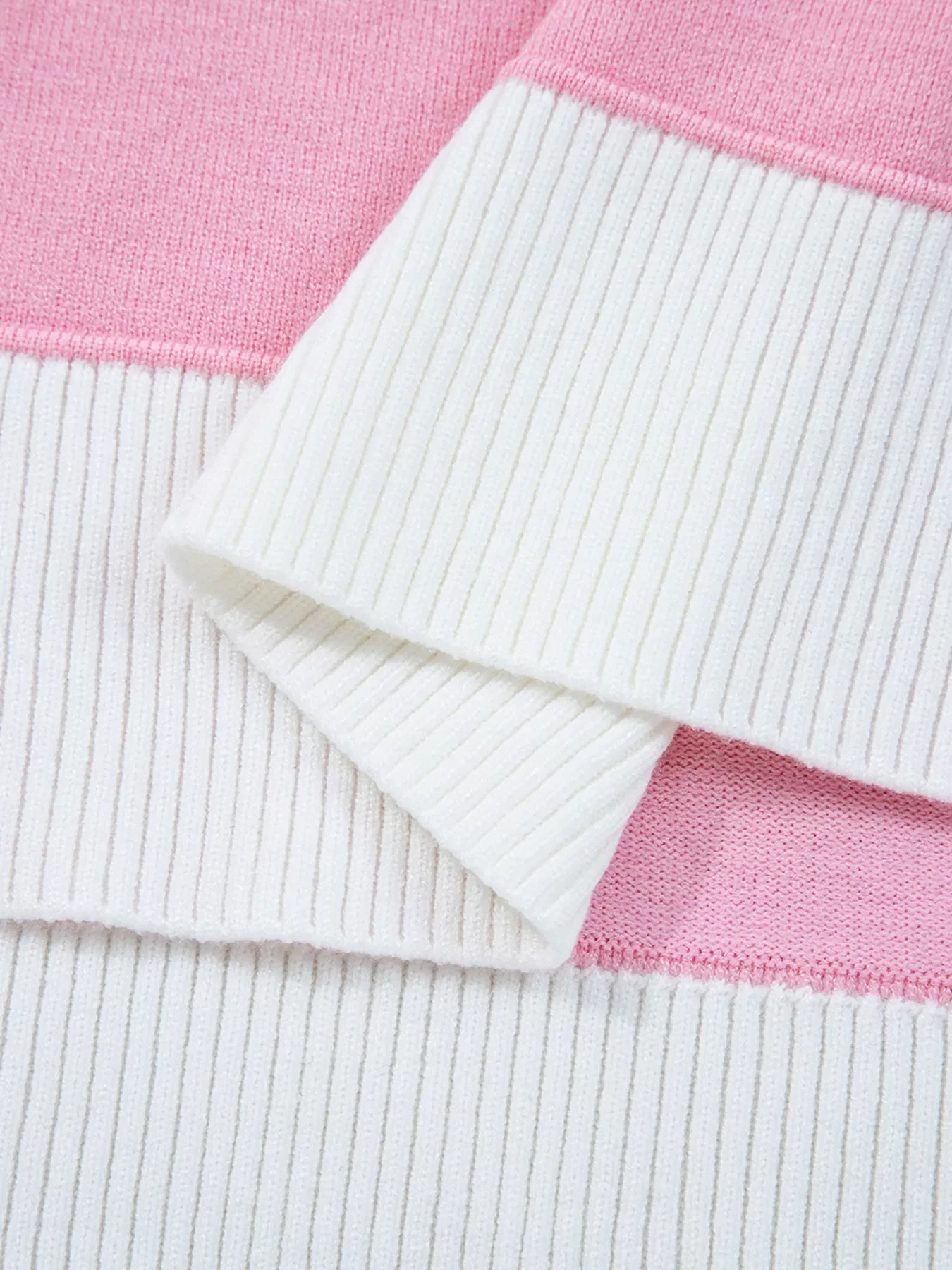 Contrasting Polo Collar Color Block Knit Drop Shoulder Sweater - Image 8