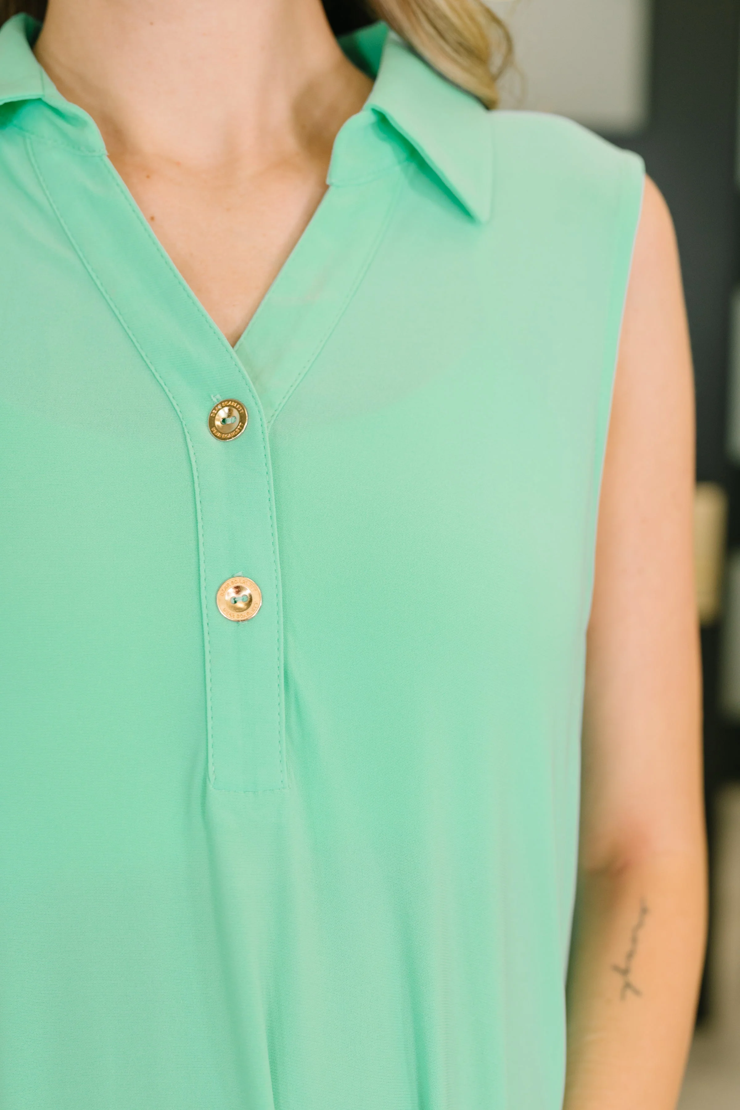 Coral Sands Collared Tank Dress in Aqua Mint - Image 2