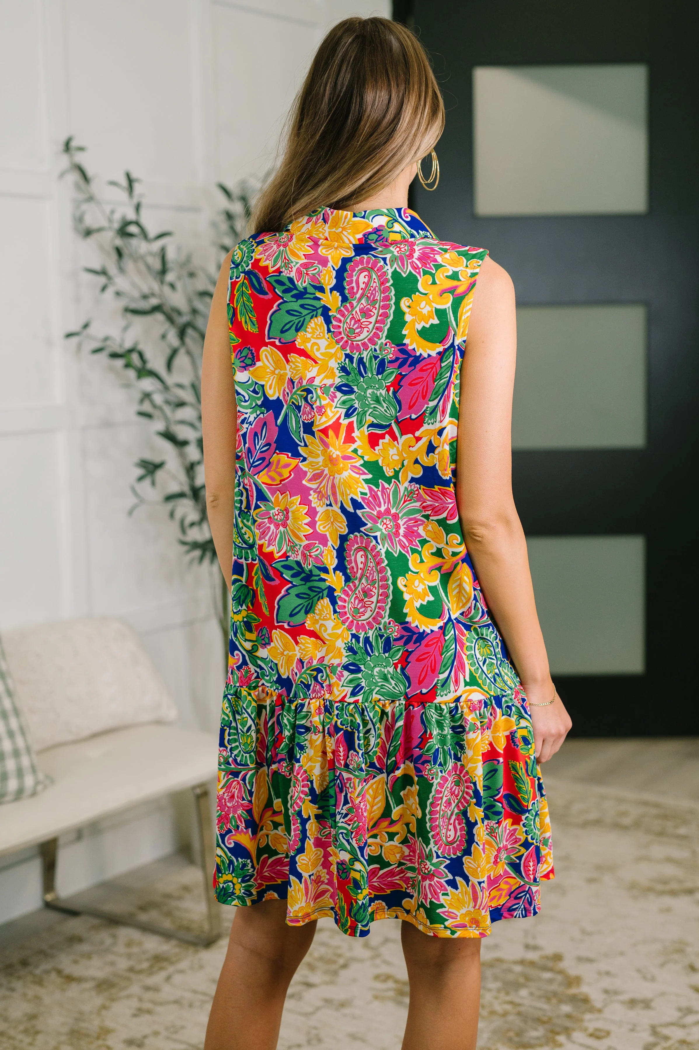 Coral Sands Collared Tank Dress in Floral Paisley - Image 5