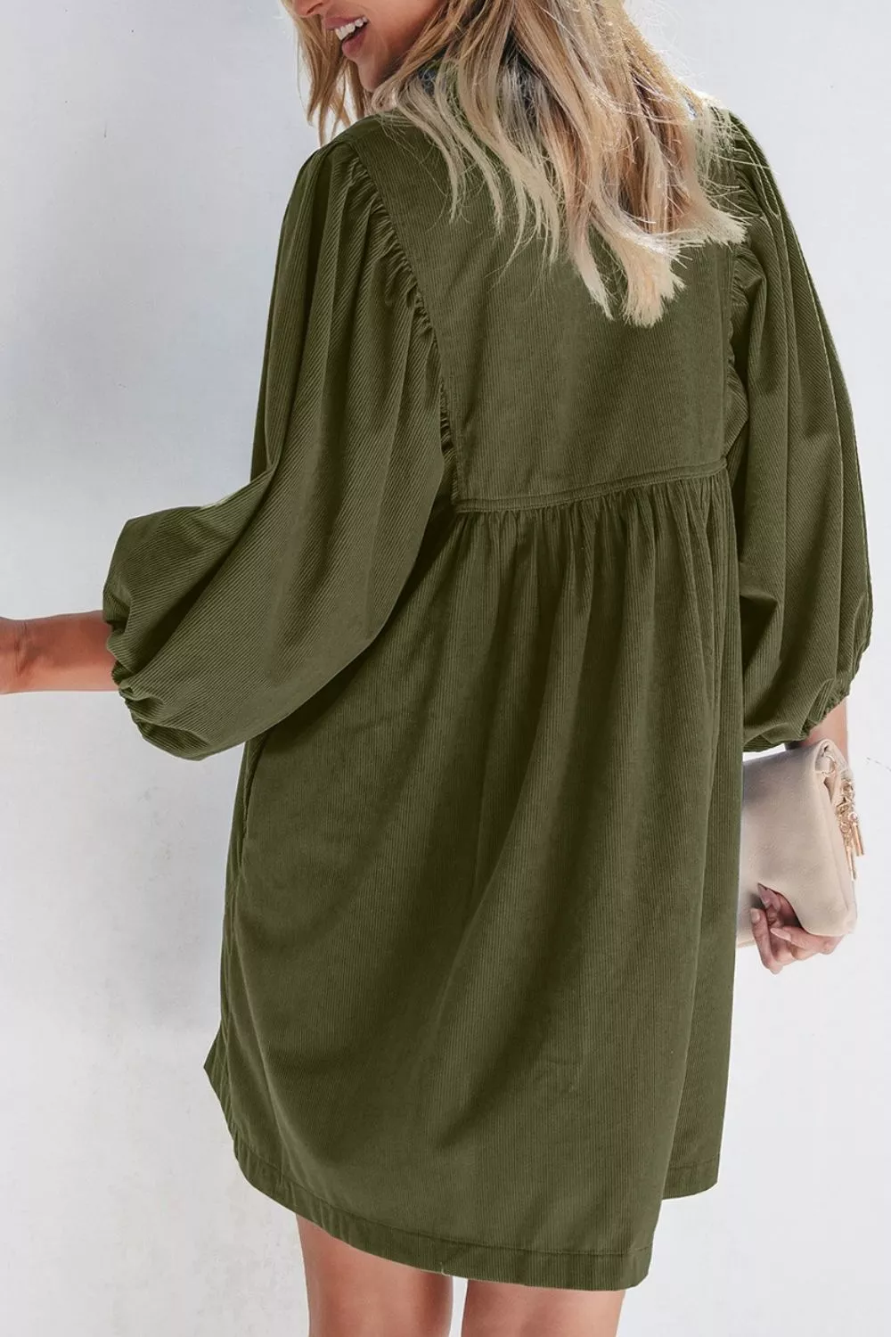 Corduroy Button-Down Babydoll Dress - Image 11