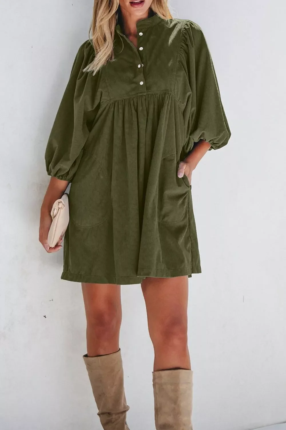 Corduroy Button-Down Babydoll Dress - Image 12