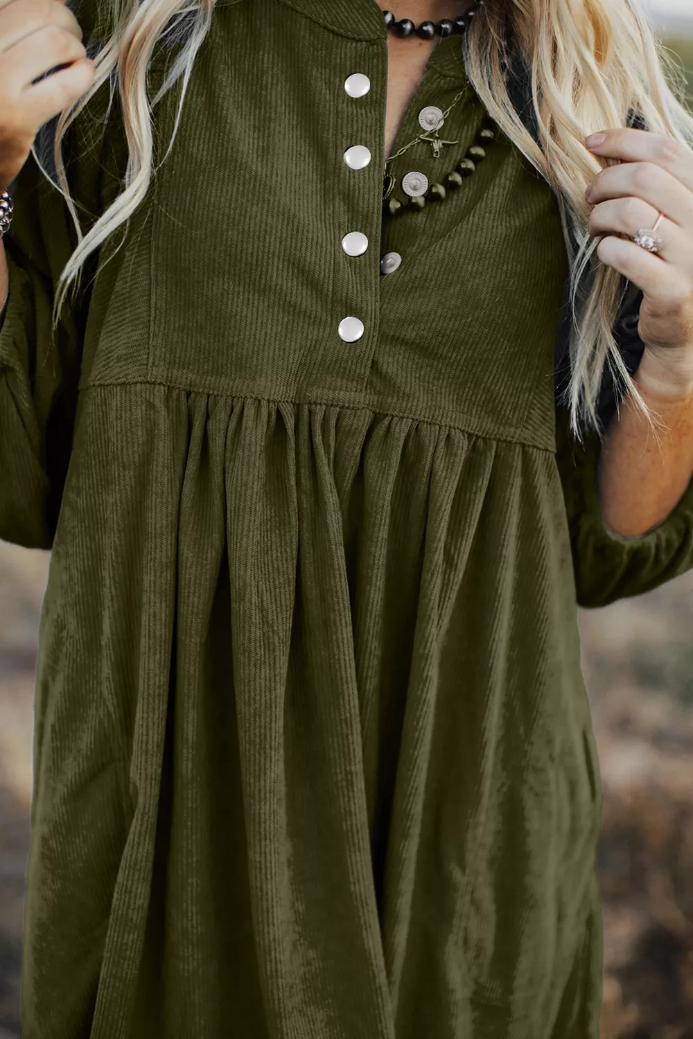 Corduroy Button-Down Babydoll Dress - Image 13