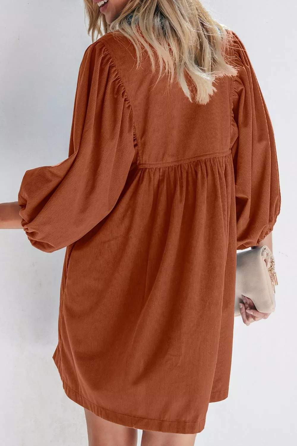 Corduroy Button-Down Babydoll Dress - Image 2