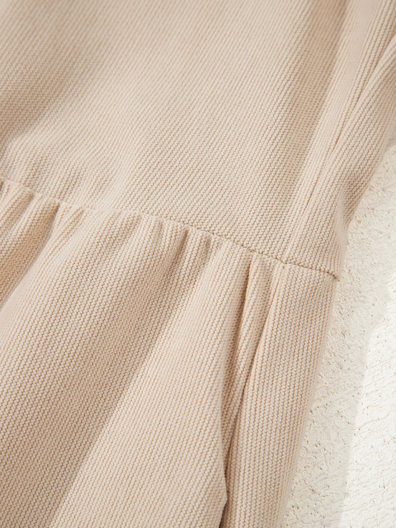 Corduroy Half Button Collared Long Sleeve Mini Dress - Image 9