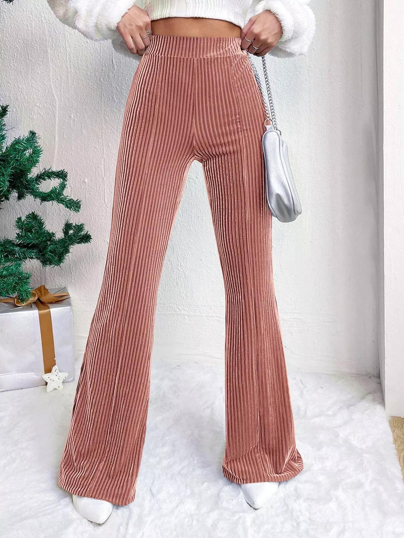 Corduroy High Waist Flare Pants - Image 11