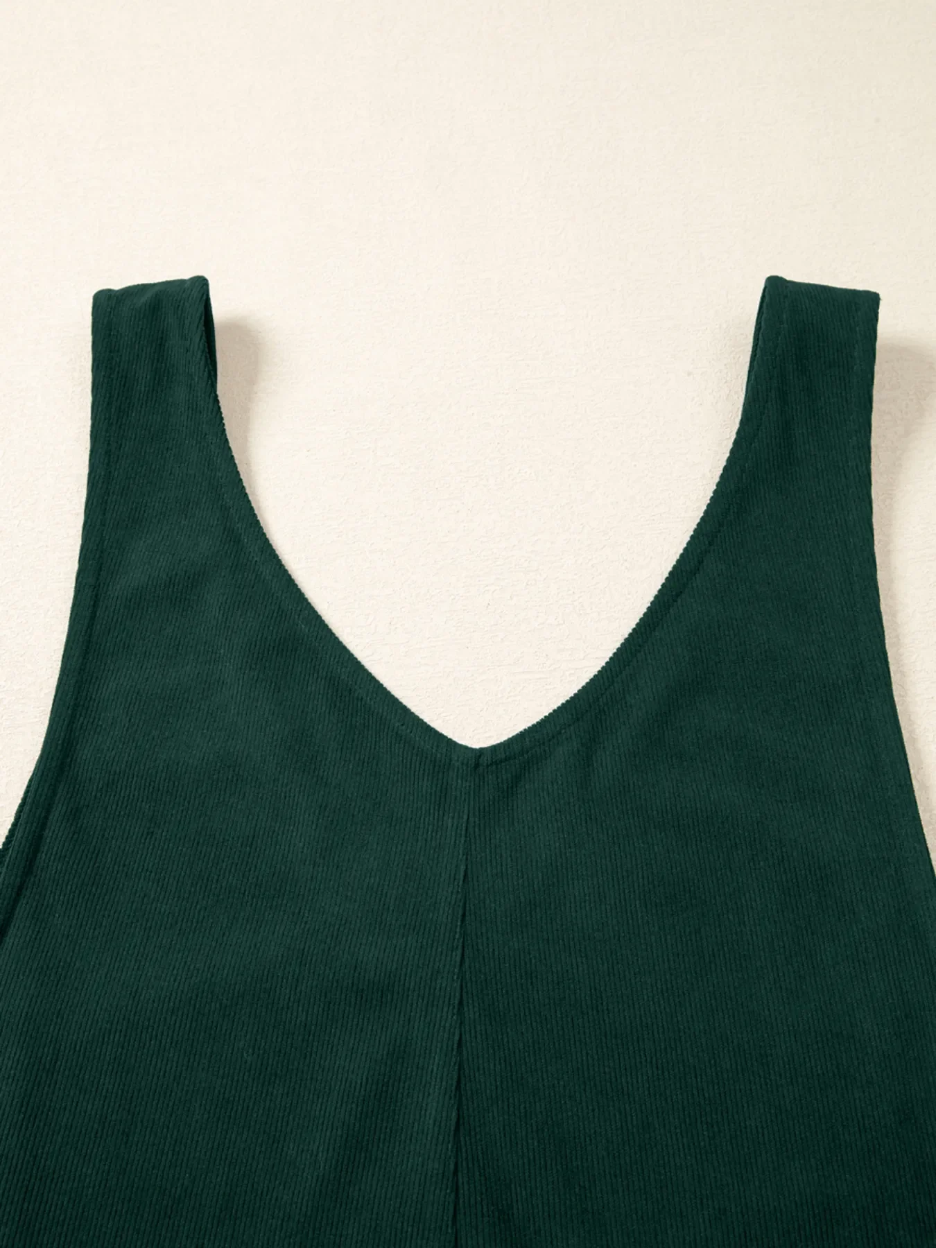 Corduroy V Neck Patched Pocket Sleeveless Jumpsuit - Image 4