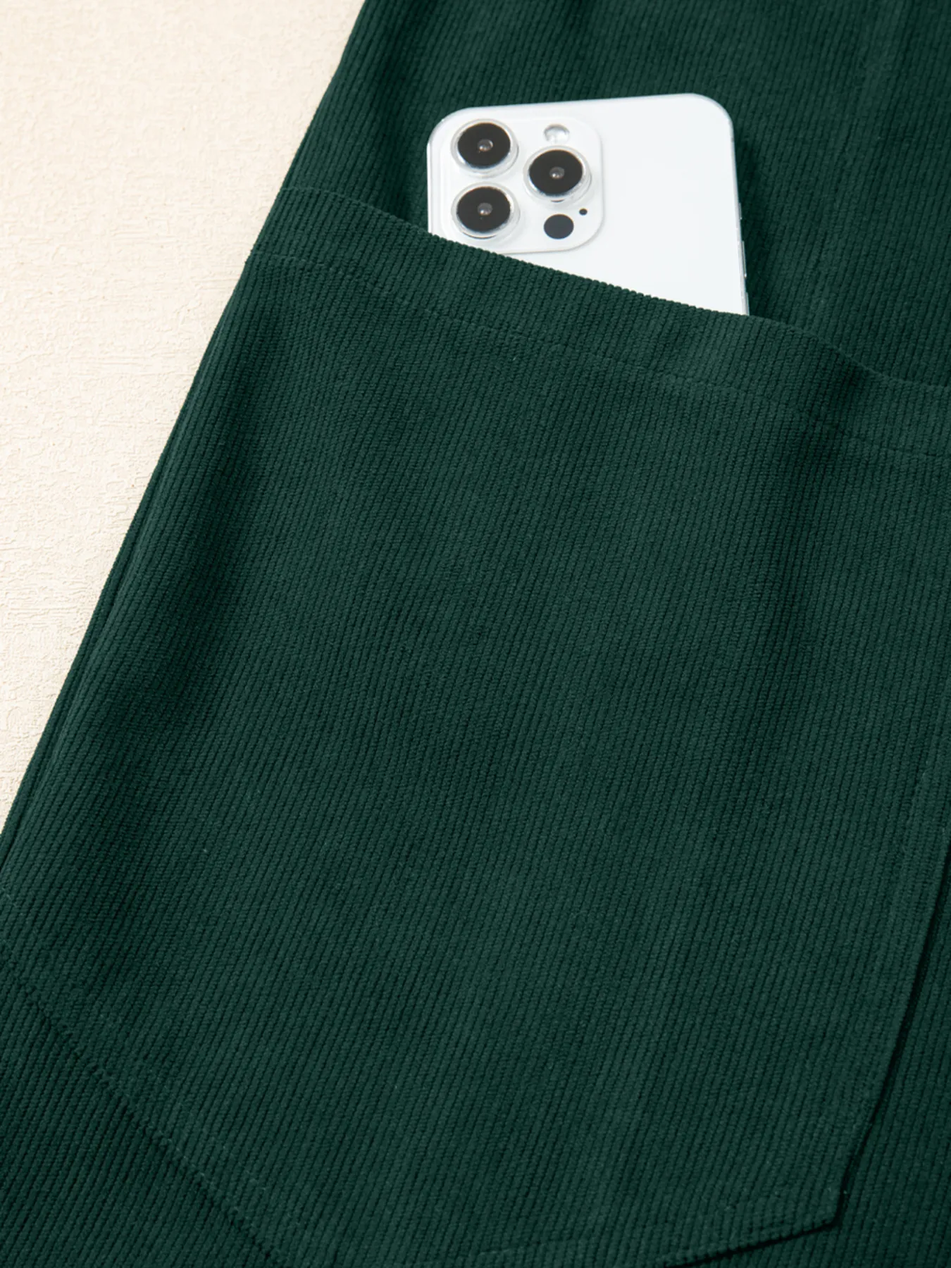 Corduroy V Neck Patched Pocket Sleeveless Jumpsuit - Image 7