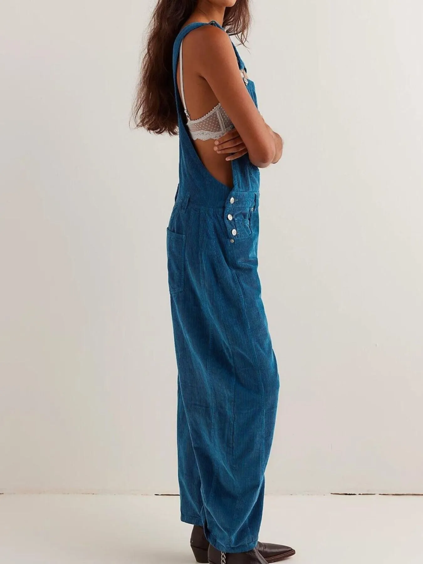 Corduroy Wide-Leg Overall with Adjustable Straps - Image 11