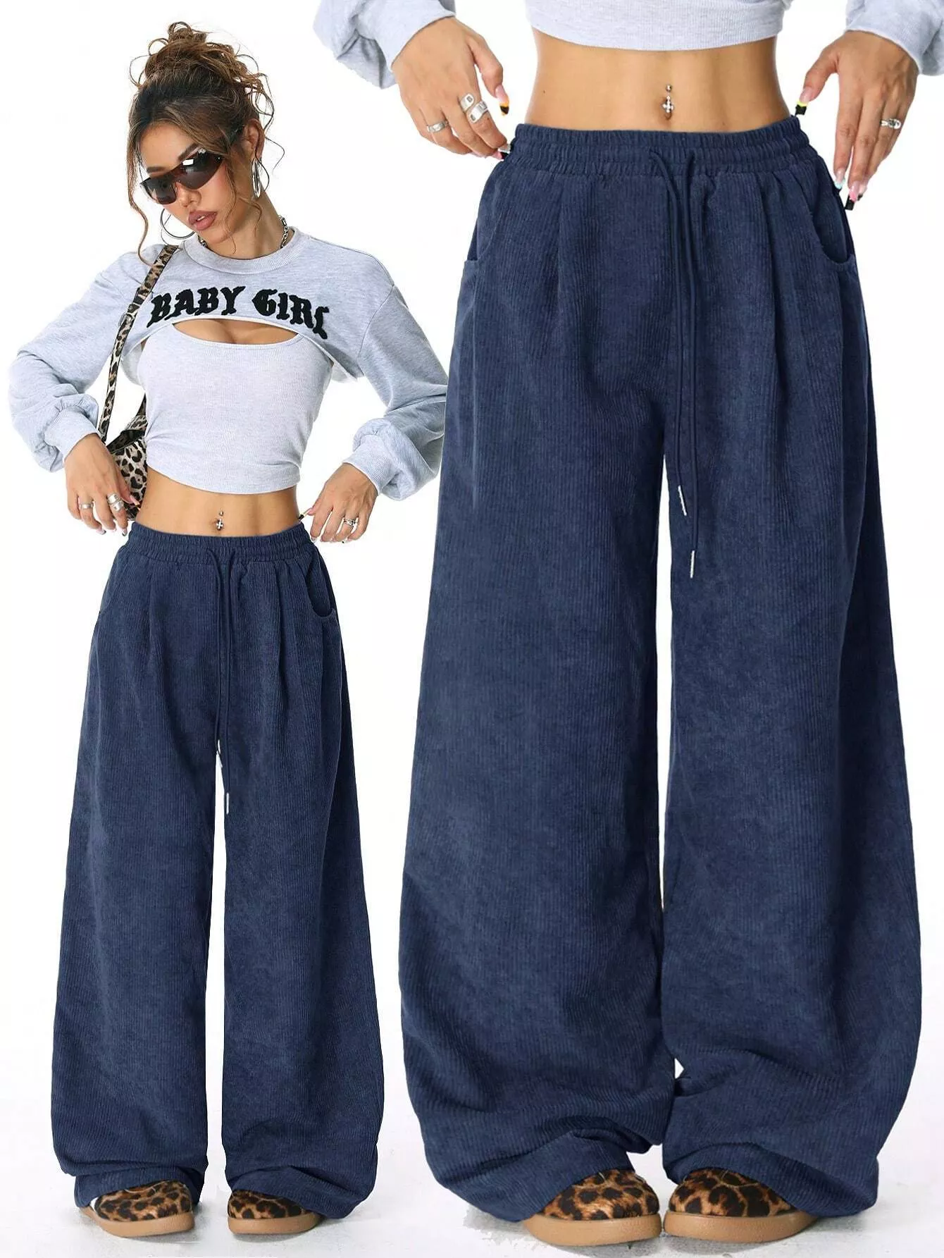 Corduroy Wide Leg Pants - Image 18