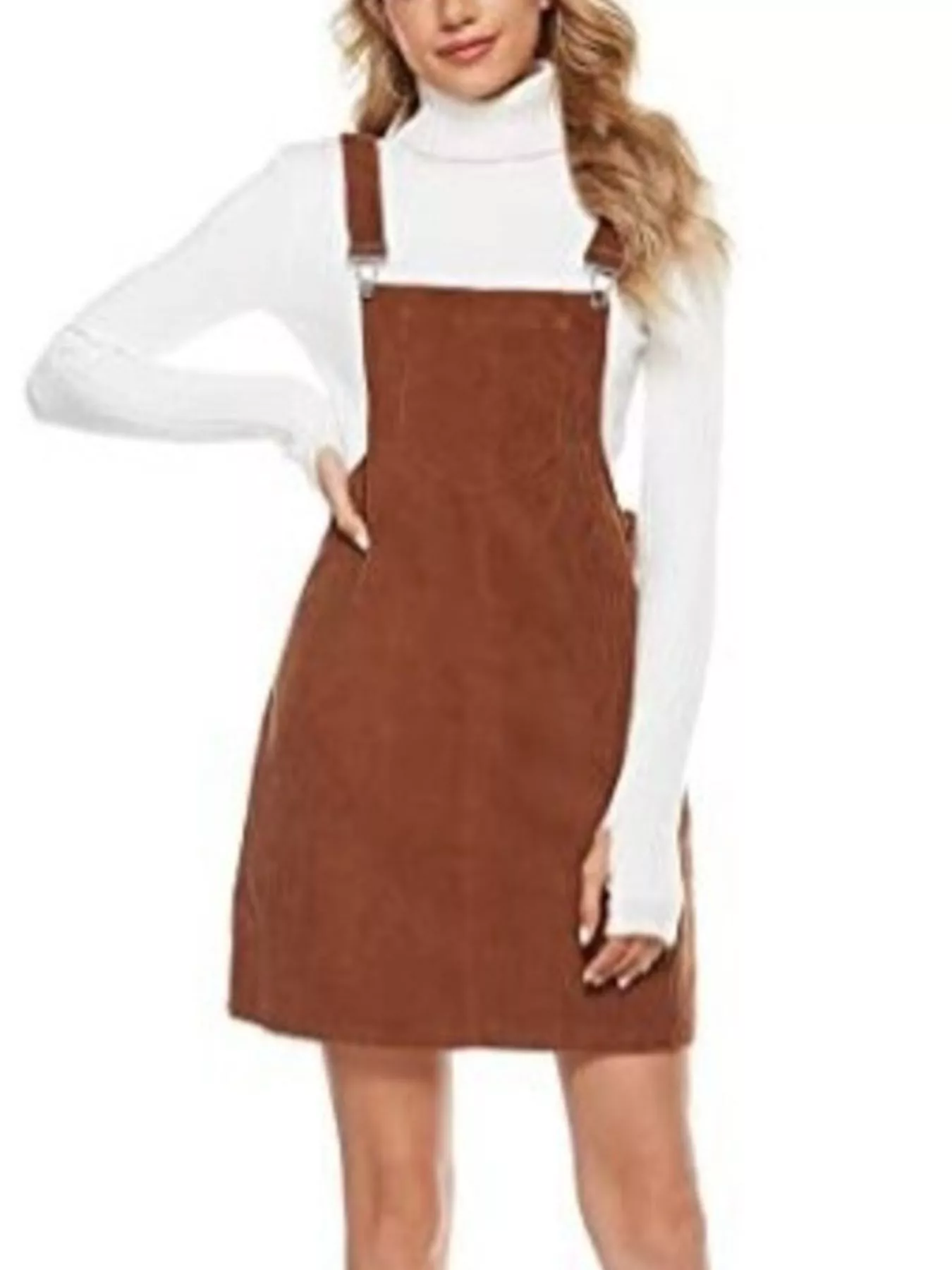 Corduroy Wide Strap Overall Dress - Image 13