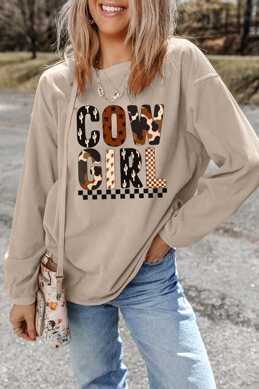 Cowgirl Graphic Long Sleeve Sweatshirt