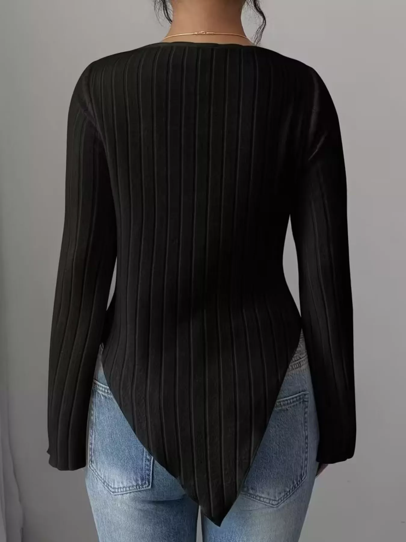 Cowl Neck Ribbed Knit Top - Image 8