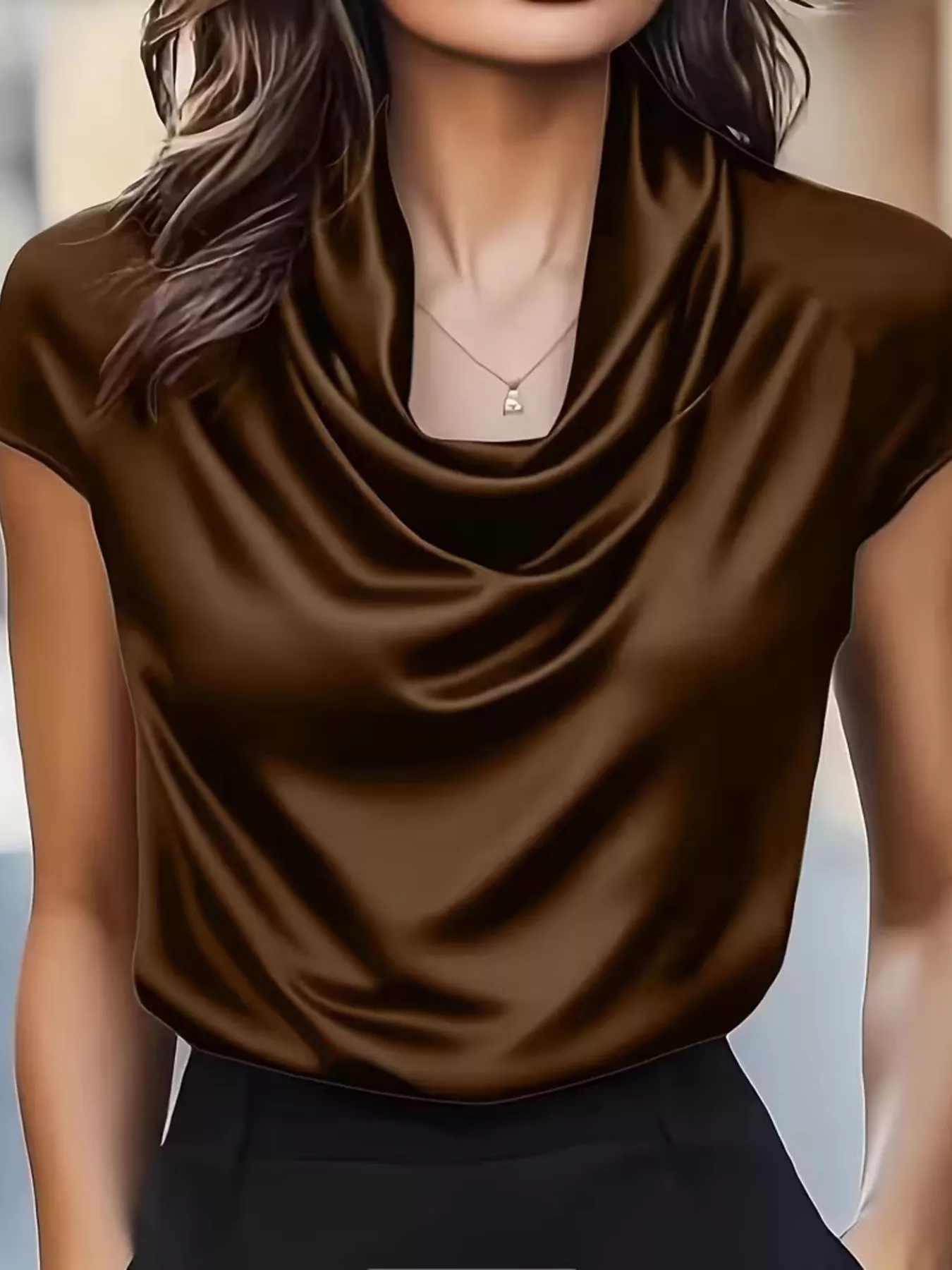 Cowl Neck Satin Blouse - Image 5