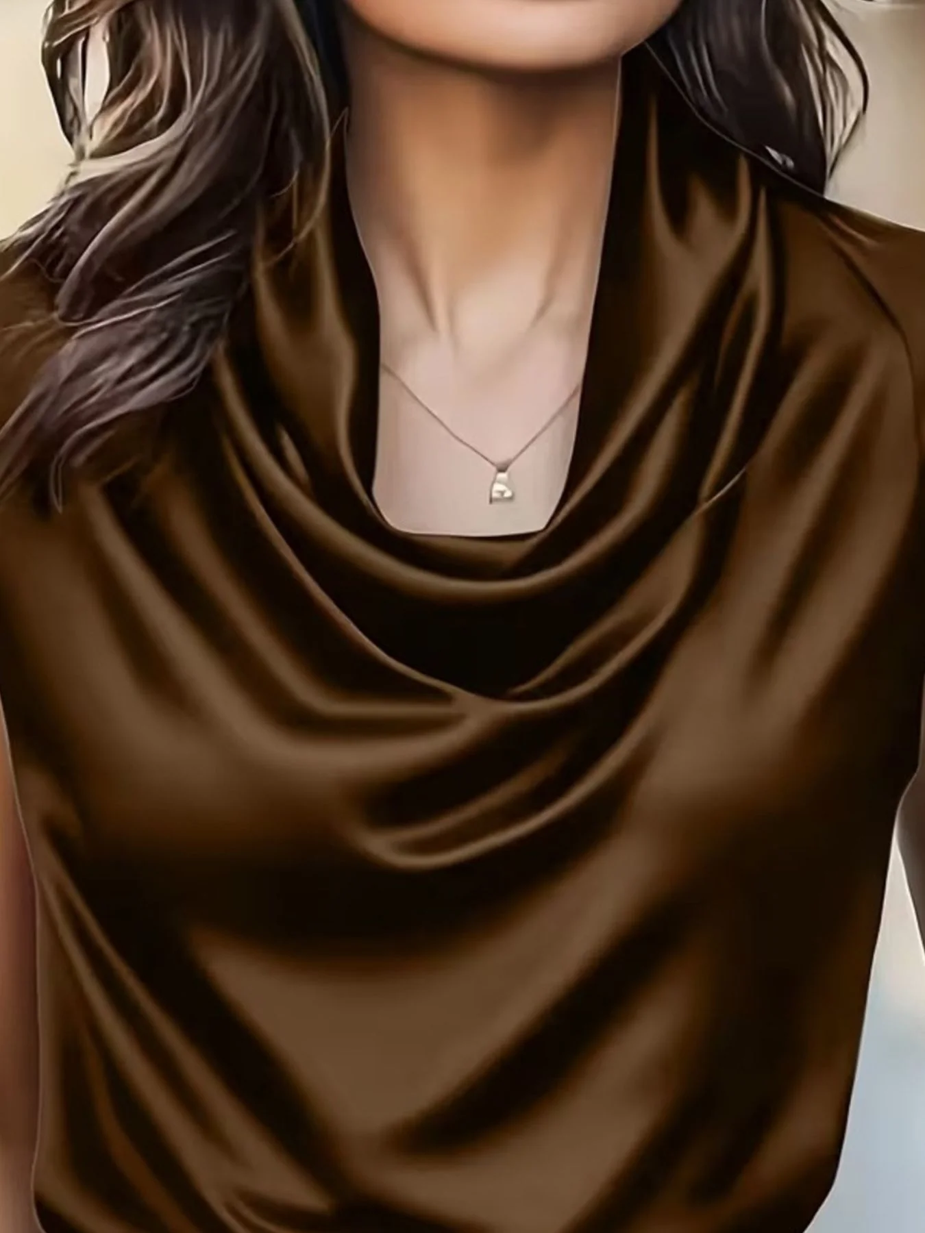 Cowl Neck Satin Blouse - Image 6