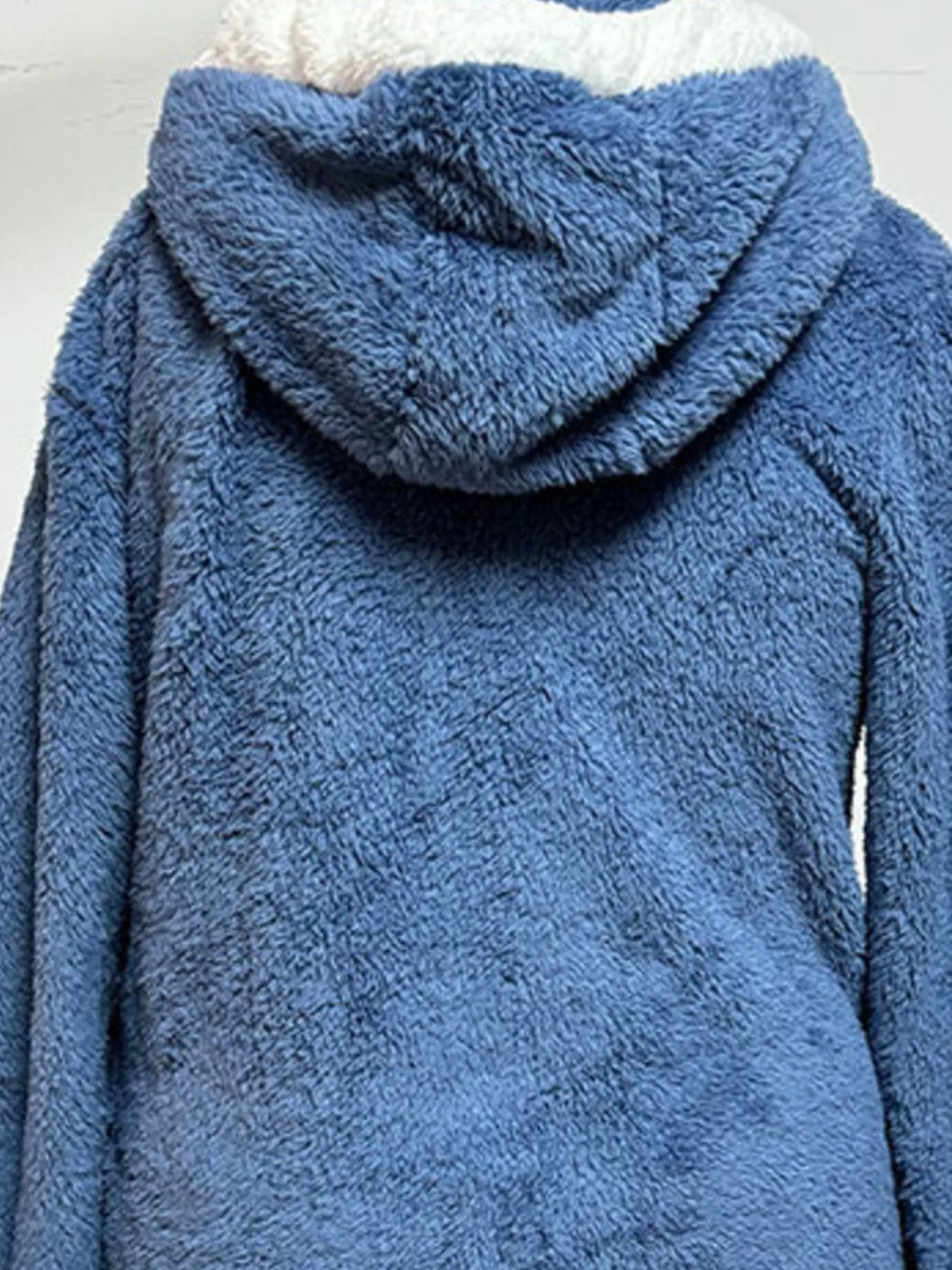 Cozy Fleece Hooded Longline Zip Up Outerwear - Image 4