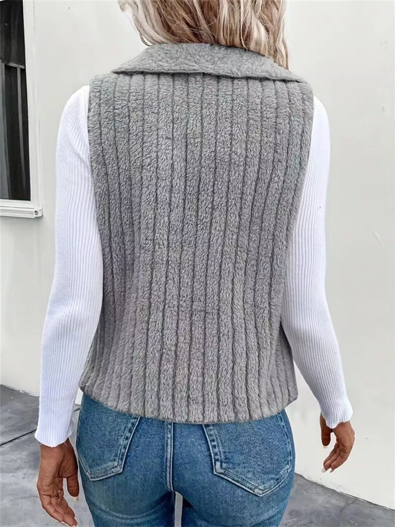 Cozy Fleece Open Front Vest Coat - Image 12