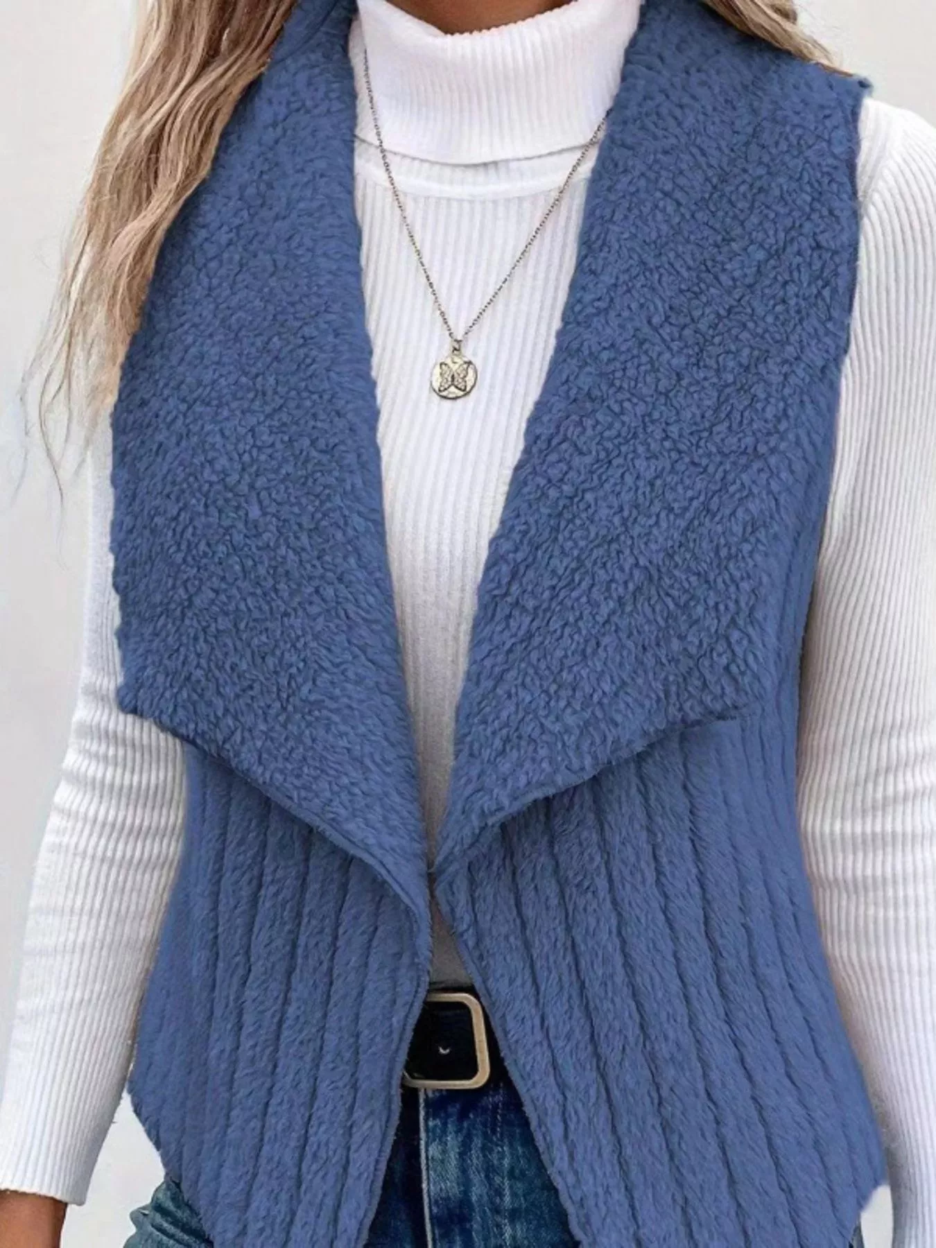 Cozy Fleece Open Front Vest Coat - Image 16