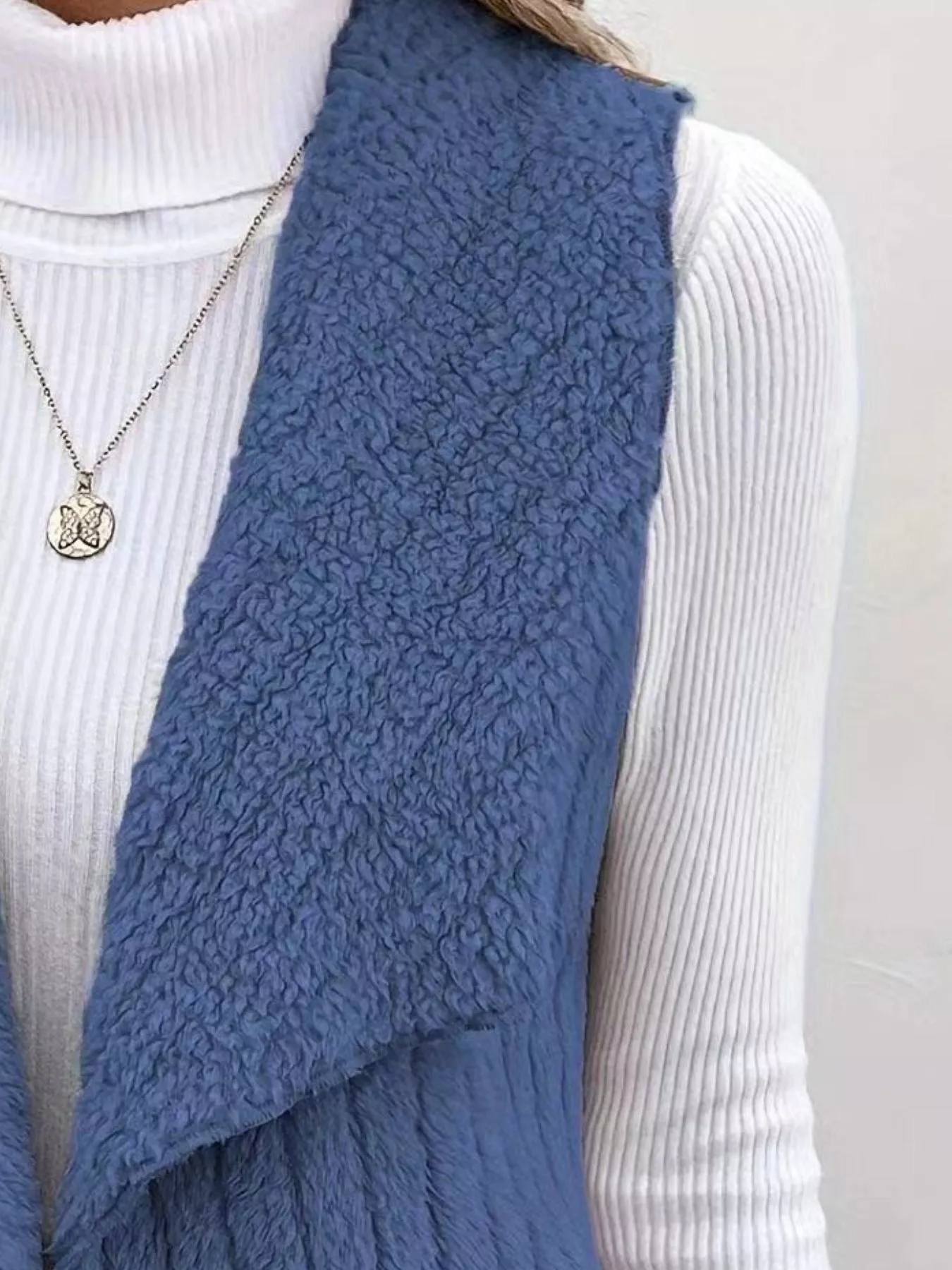 Cozy Fleece Open Front Vest Coat - Image 17