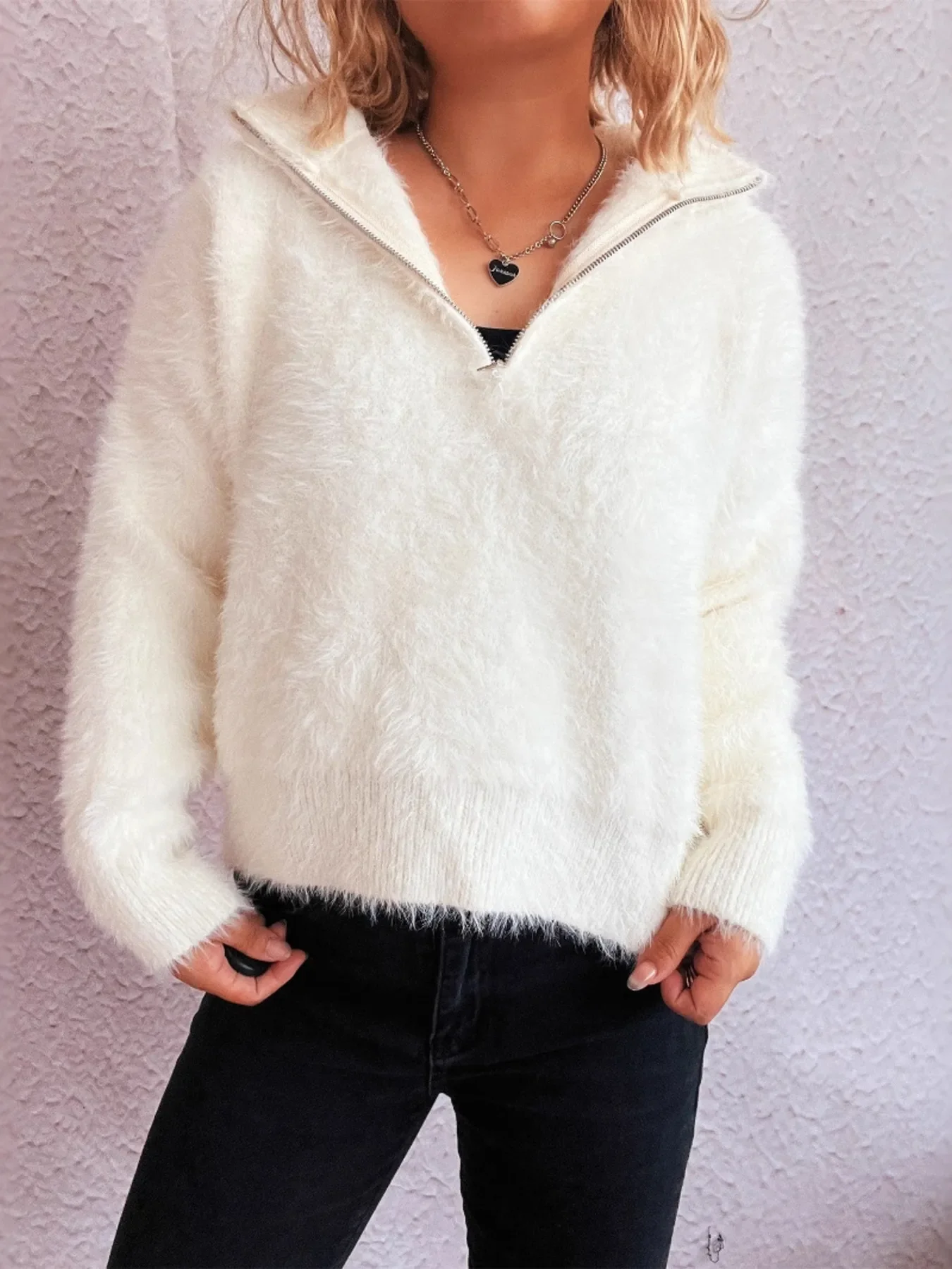 Cozy Fuzzy Half-Zip Sweater - Image 17