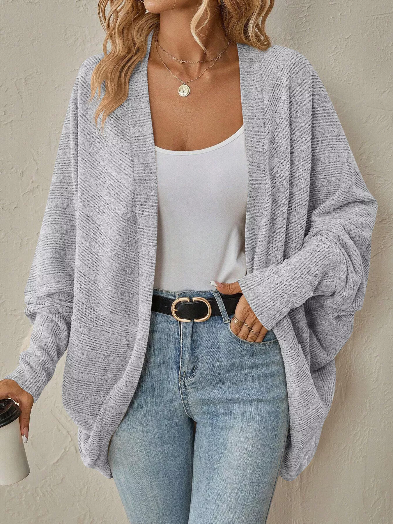 Cozy Oversized Open Front Knit Cardigan - Image 17
