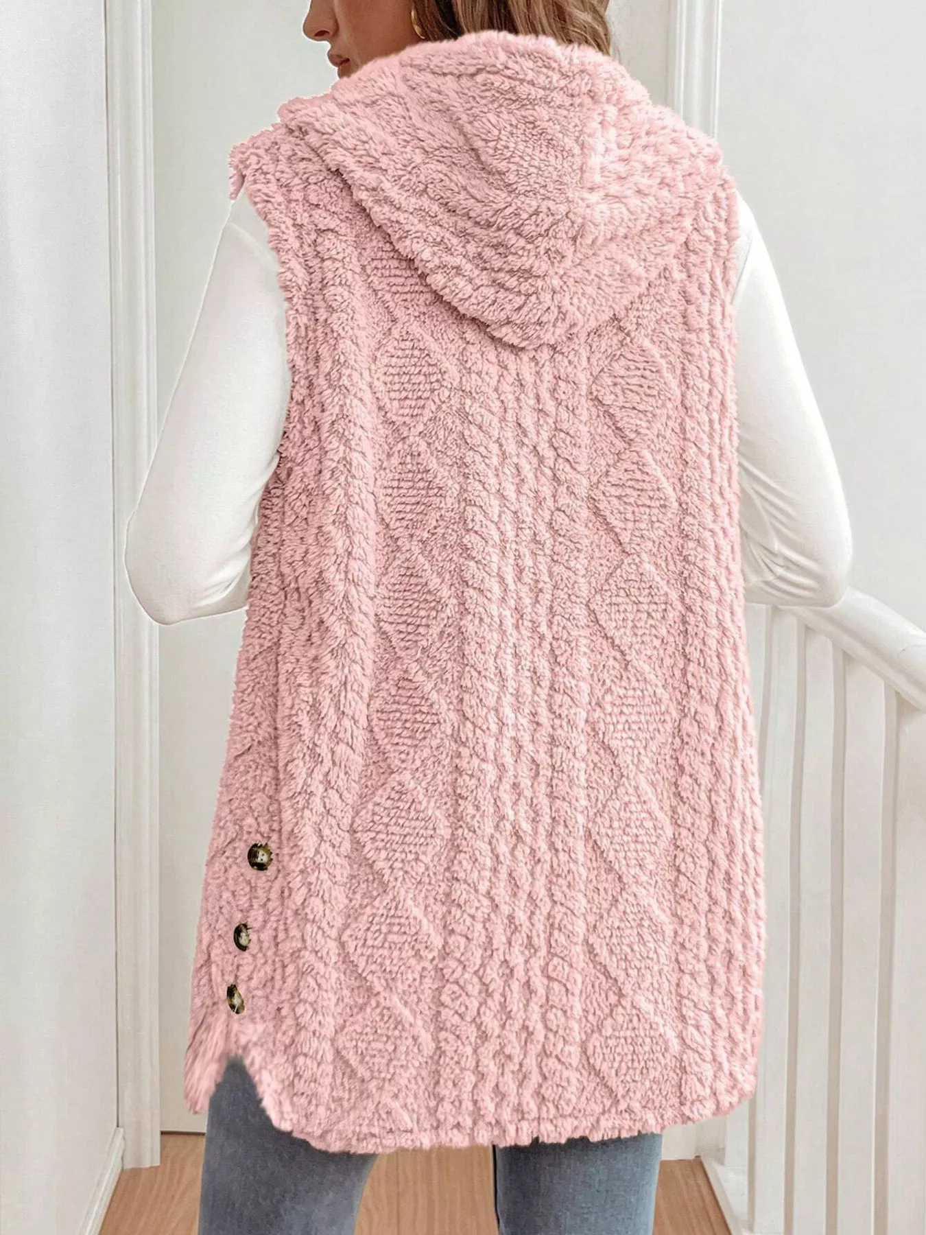Cozy Sherpa Fleece Hooded Vest Coat - Image 4