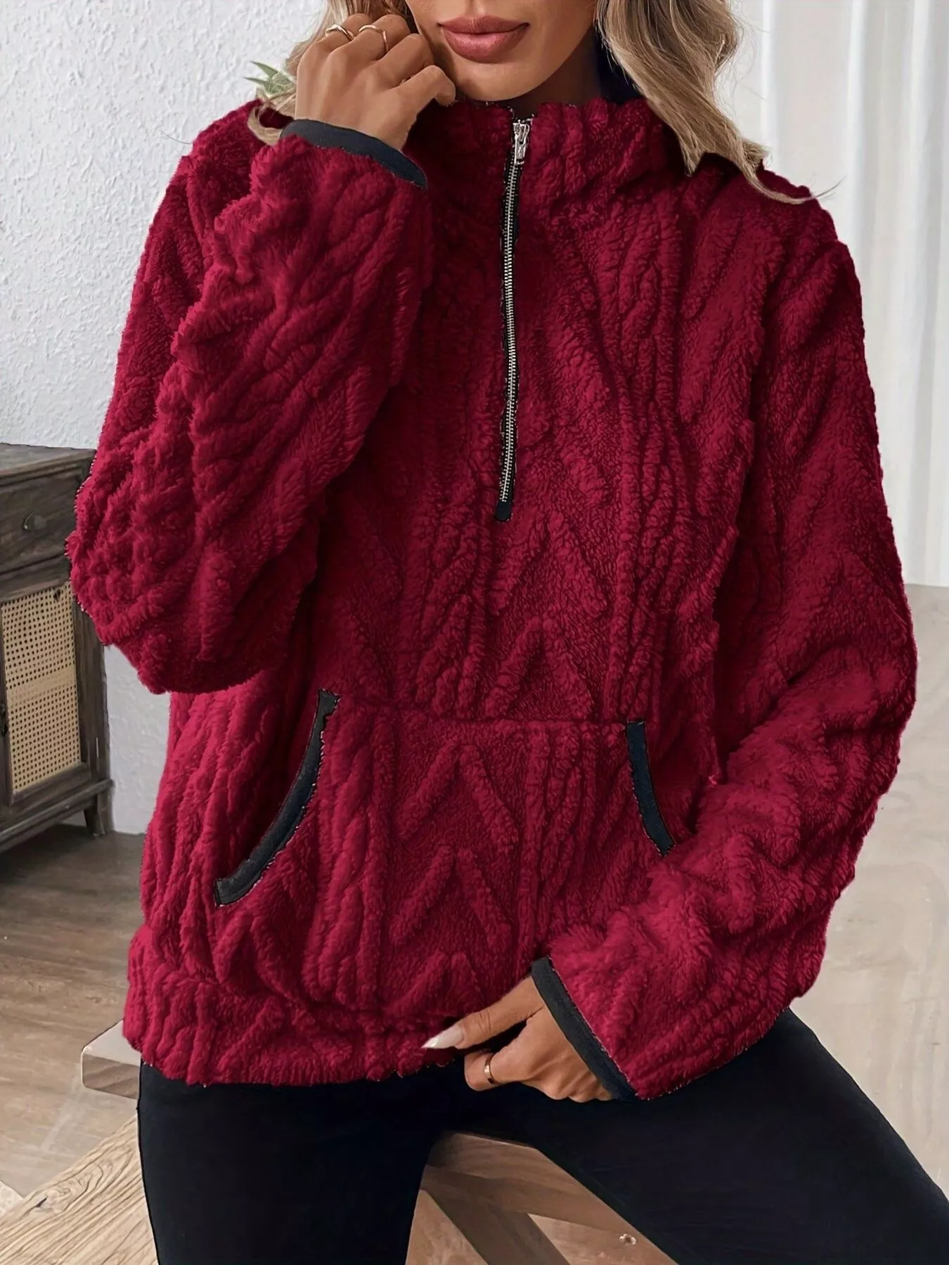 Cozy Sherpa Half Zip Sweatshirt - Image 15