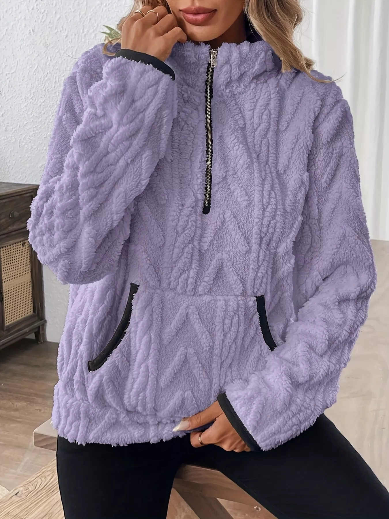 Cozy Sherpa Half Zip Sweatshirt - Image 19